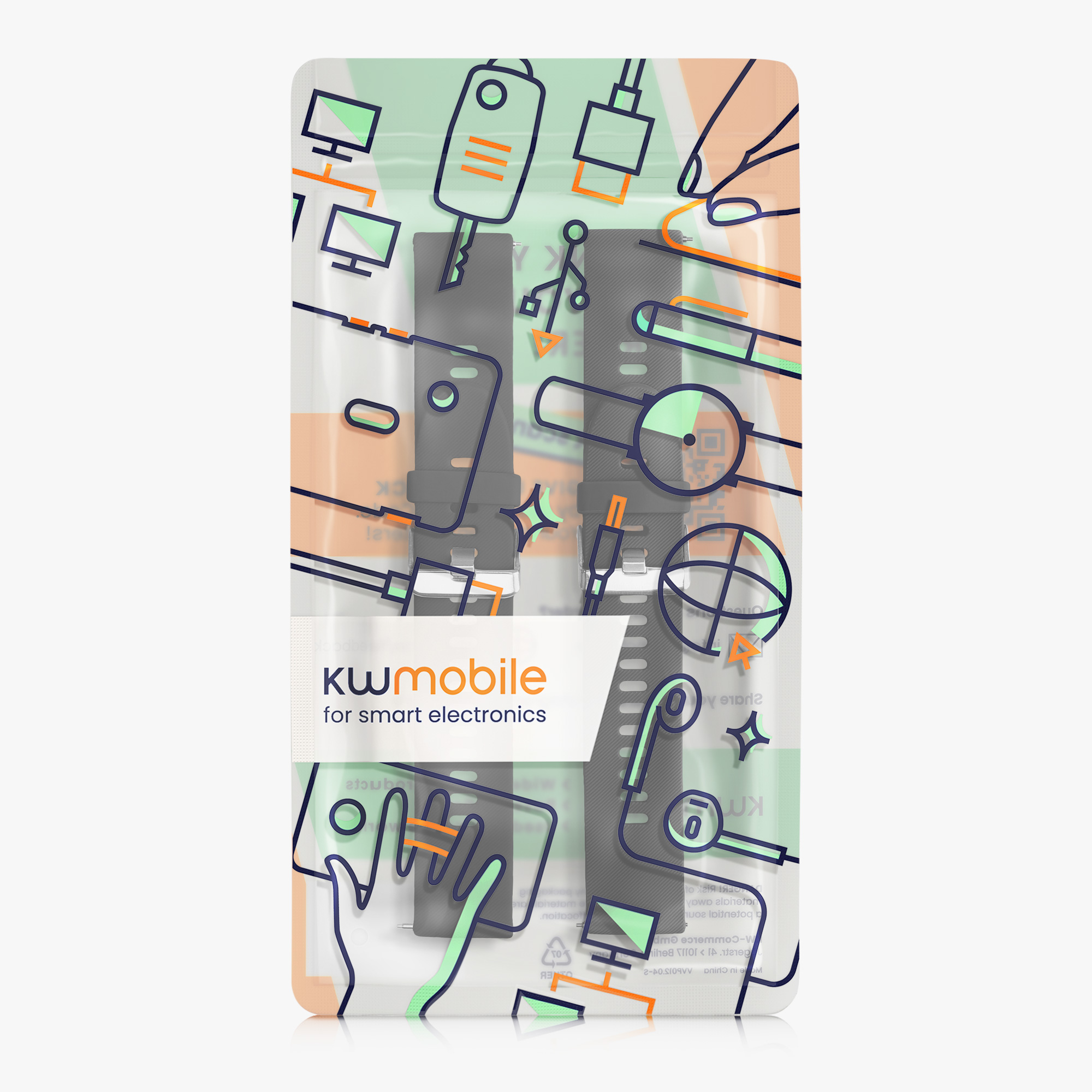 Řemínek na hodinky kwmobile silikonový pro Xiaomi Watch S4/S4 Sport/S3/S2/Watch S1 Active/Redmi Watch 5 Active, černá / černá, 2