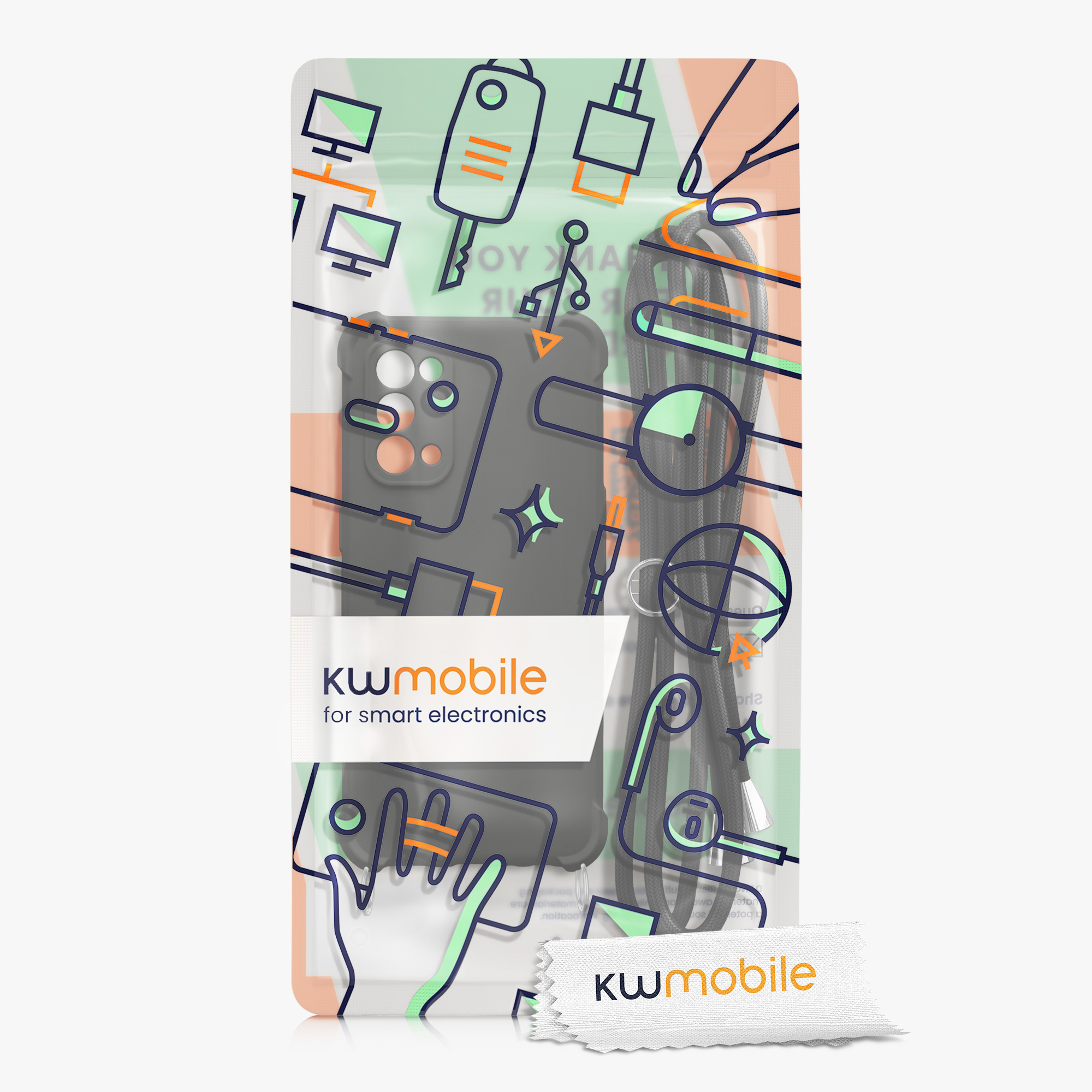 Crossbody kryt na mobil Oppo Find X3 Lite kwmobile šňůrka černá