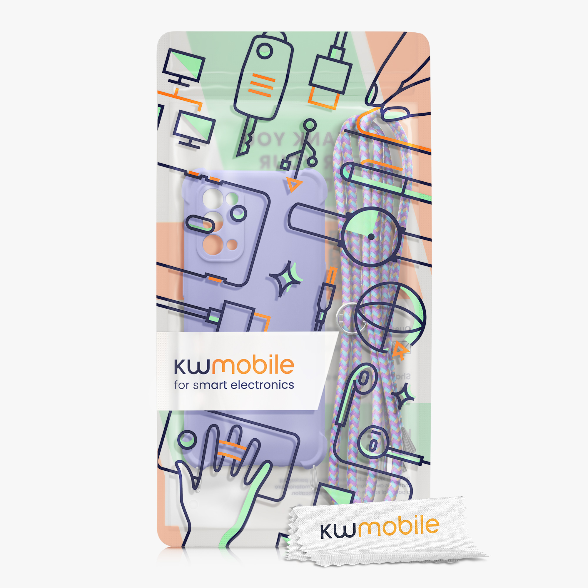 Crossbody kryt na mobil Oppo Find X3 Lite kwmobile šňůrka levandulová