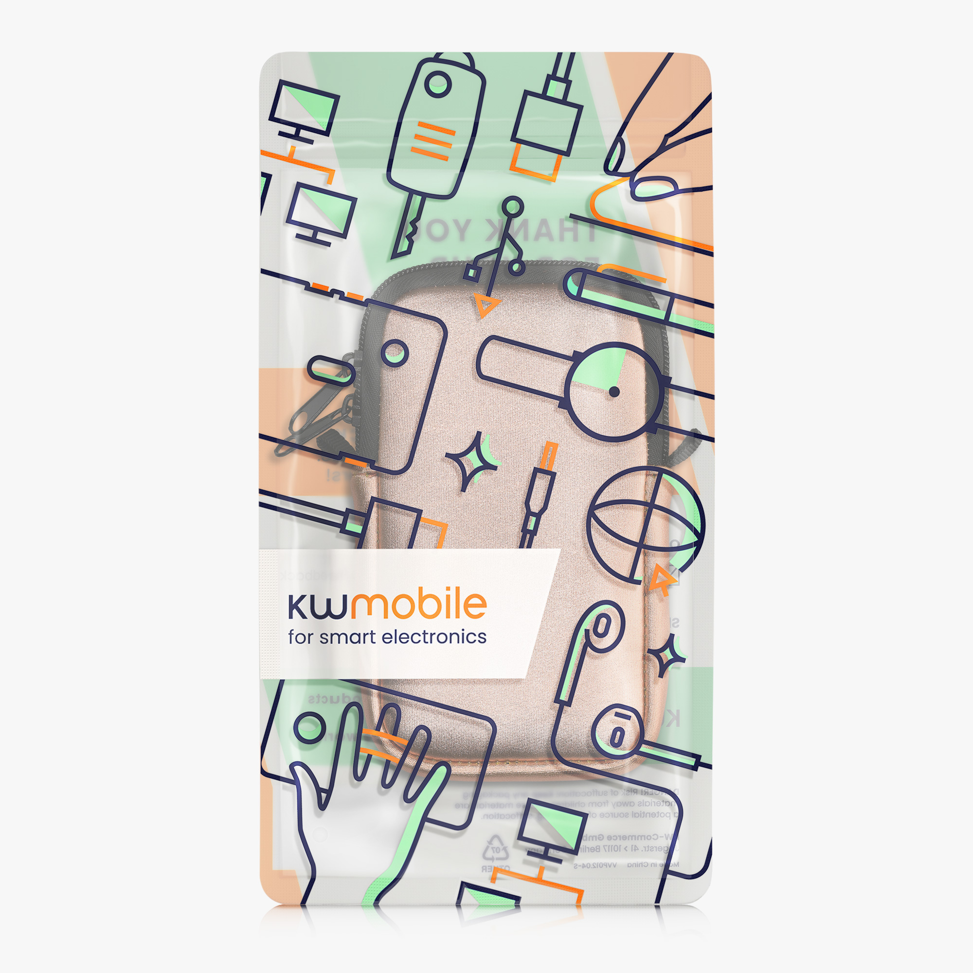 Řemínek kwmobile pro Neoprene Phone Bag M, metalická růžově zlatá