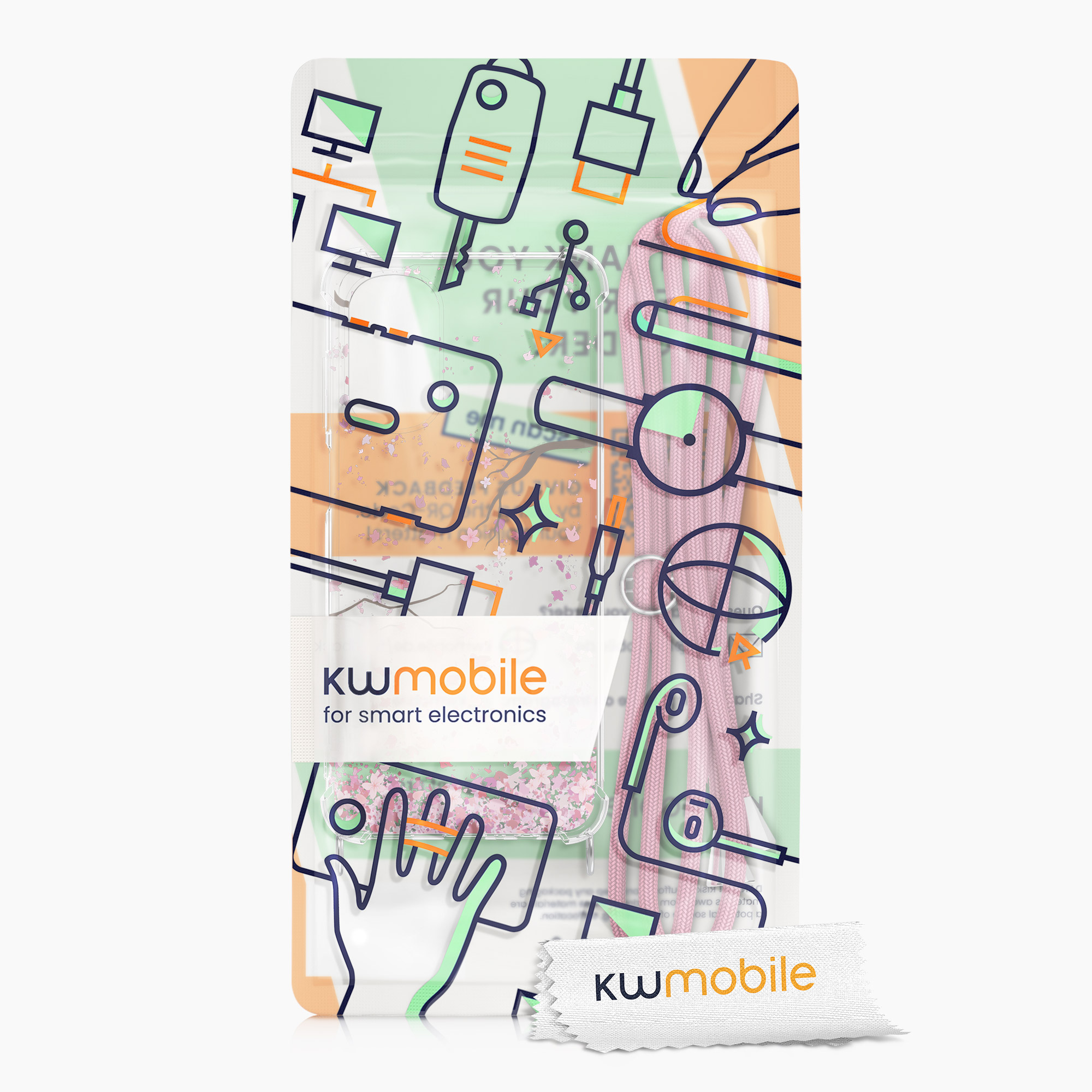 Kryt s popruhem kwmobile pro Motorola Moto G52 / Moto G82 5G - Růžové třešňové květy / tmavě hnědá / transparentní