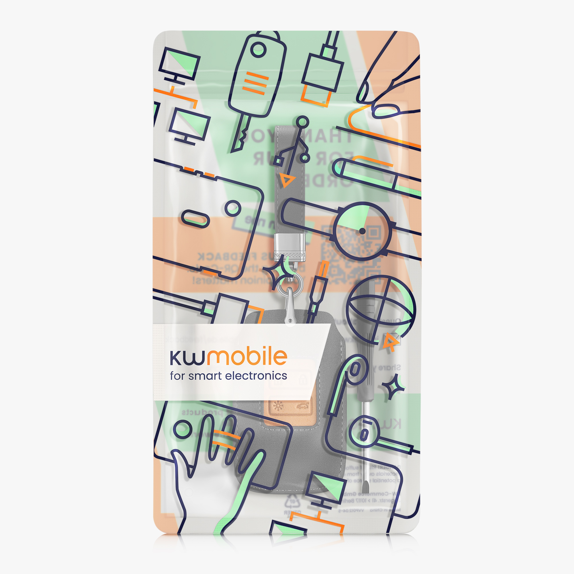 kwmobile pouzdro na klíč Renault 4 - šedá / hnědá