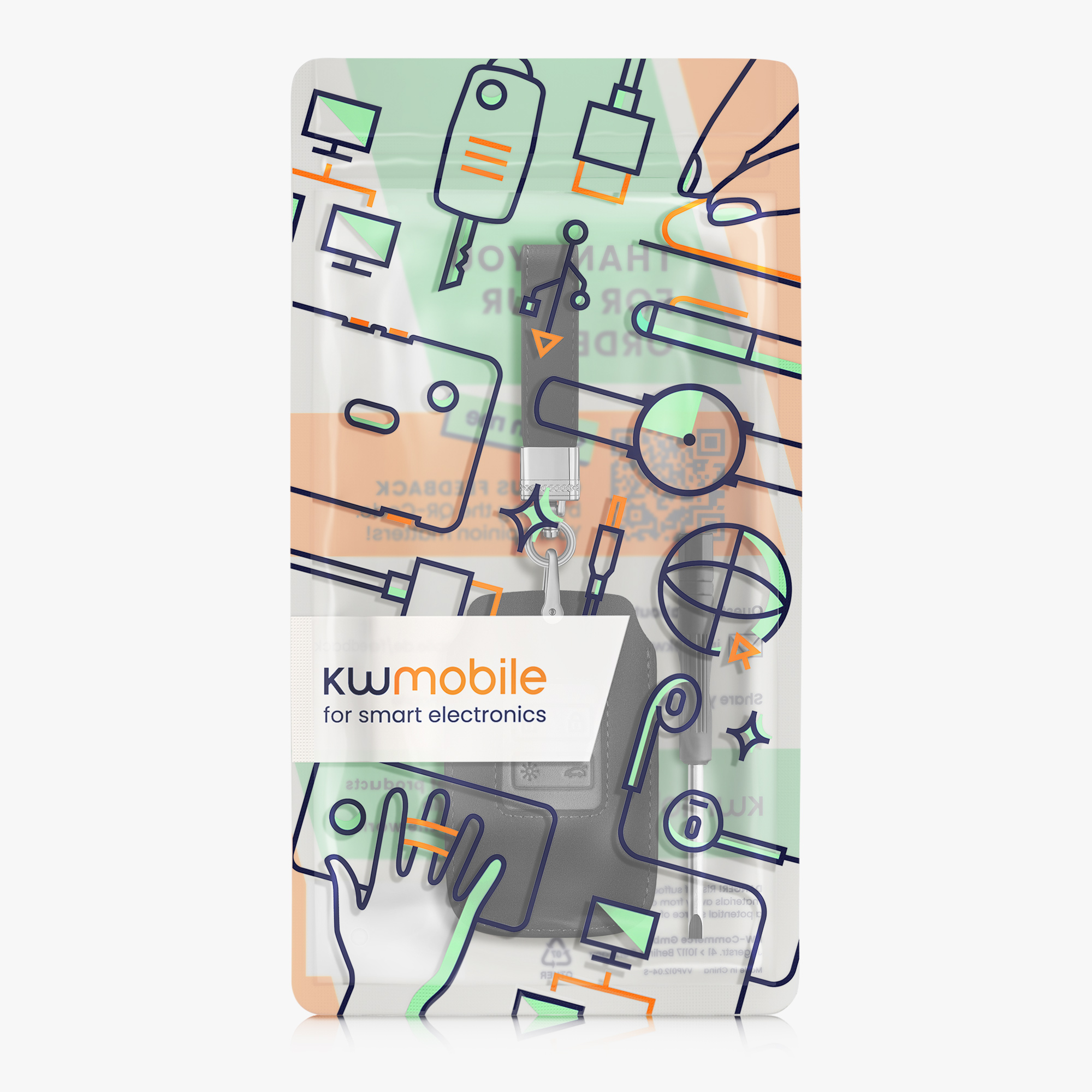 kwmobile pouzdro na klíč Renault 4 - černá / šedá