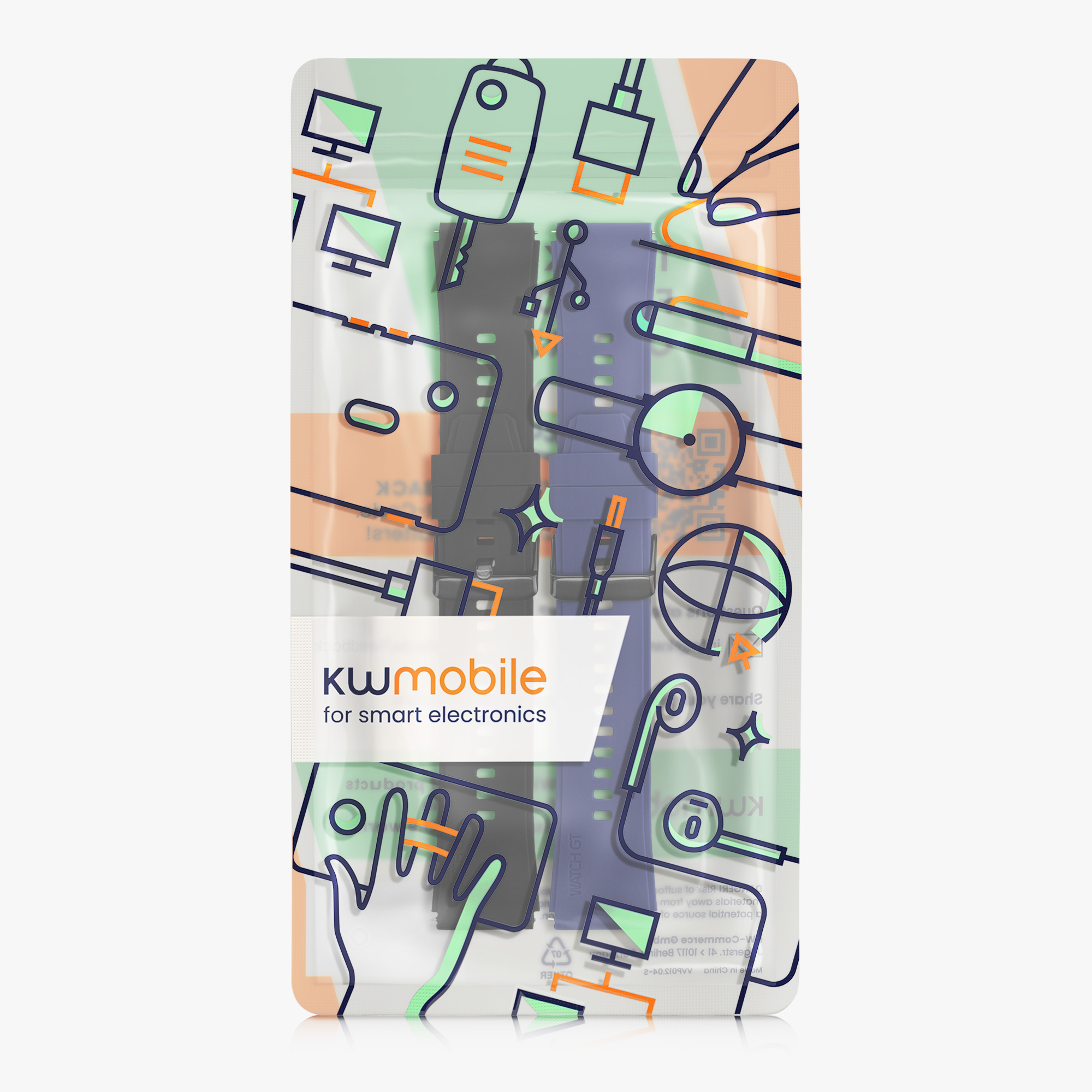Řemínek na hodinky kwmobile silikonový pro Xiaomi Watch S4/S4 Sport/S3/S2/Watch S1 Active/Redmi Watch 5 Active, černá / tmavě