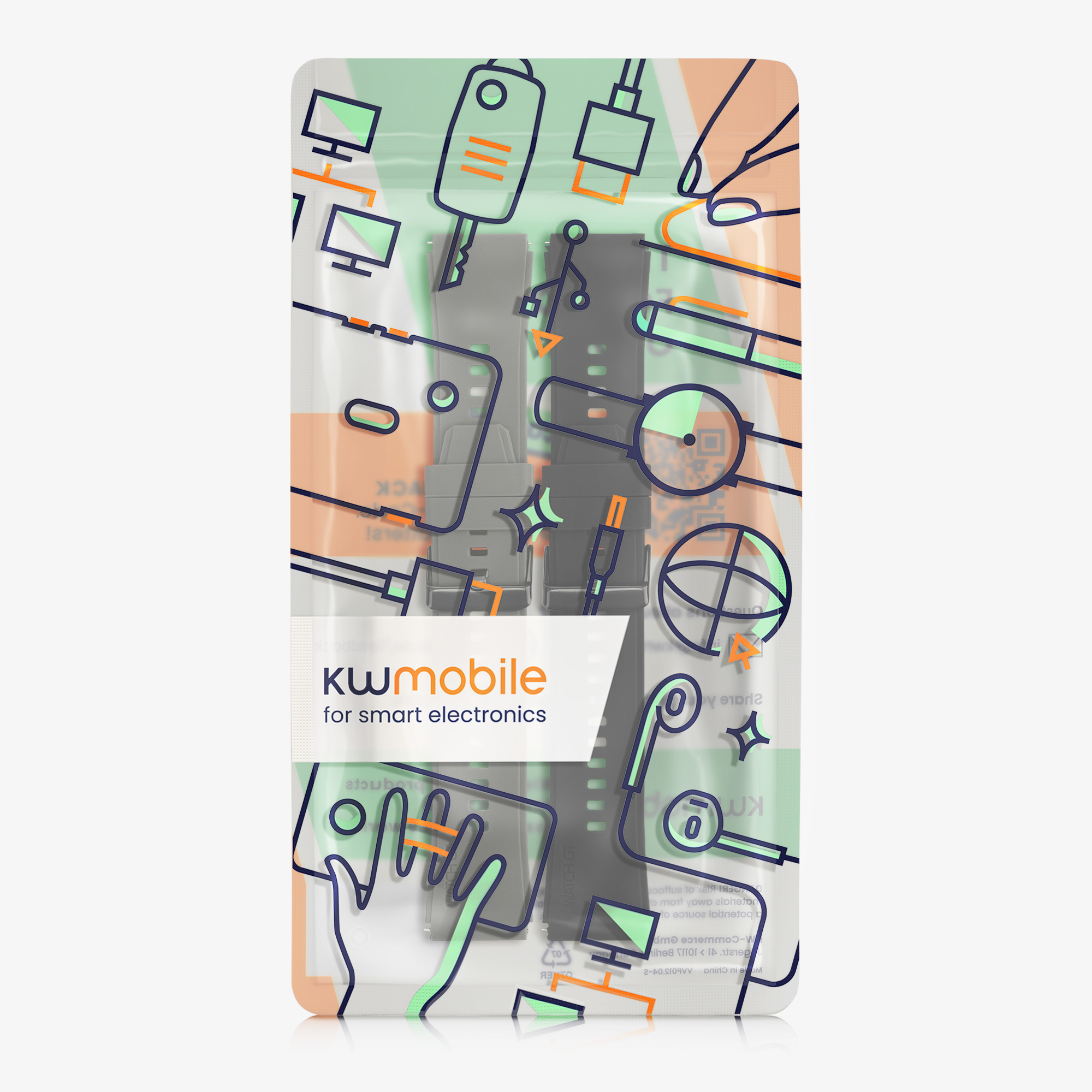 Řemínek na hodinky kwmobile silikonový pro Xiaomi Watch S4/S4 Sport/S3/S2/Watch S1 Active/Redmi Watch 5 Active, černá / šedá, 2 ks