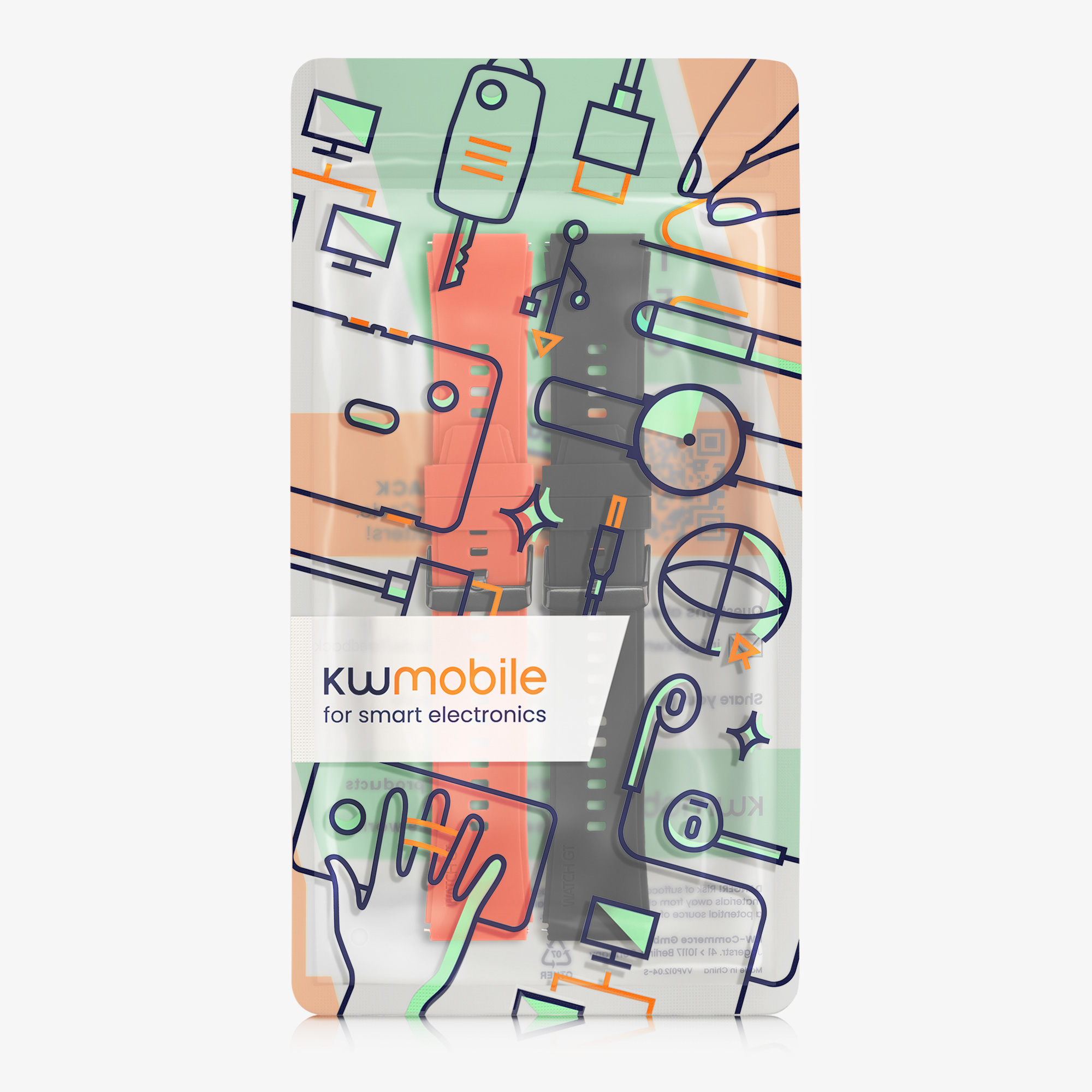 Řemínek kwmobile pro Xiaomi Mi Watch Color Sport / S1 Active - Černá / oranžová