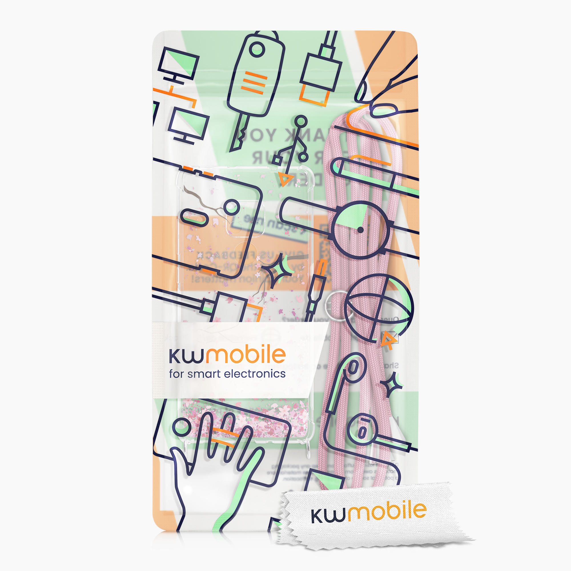 Pouzdro na tablet - Huawei Mate 20 Case Strap - kwmobile - růžová/hnědá/transparentní