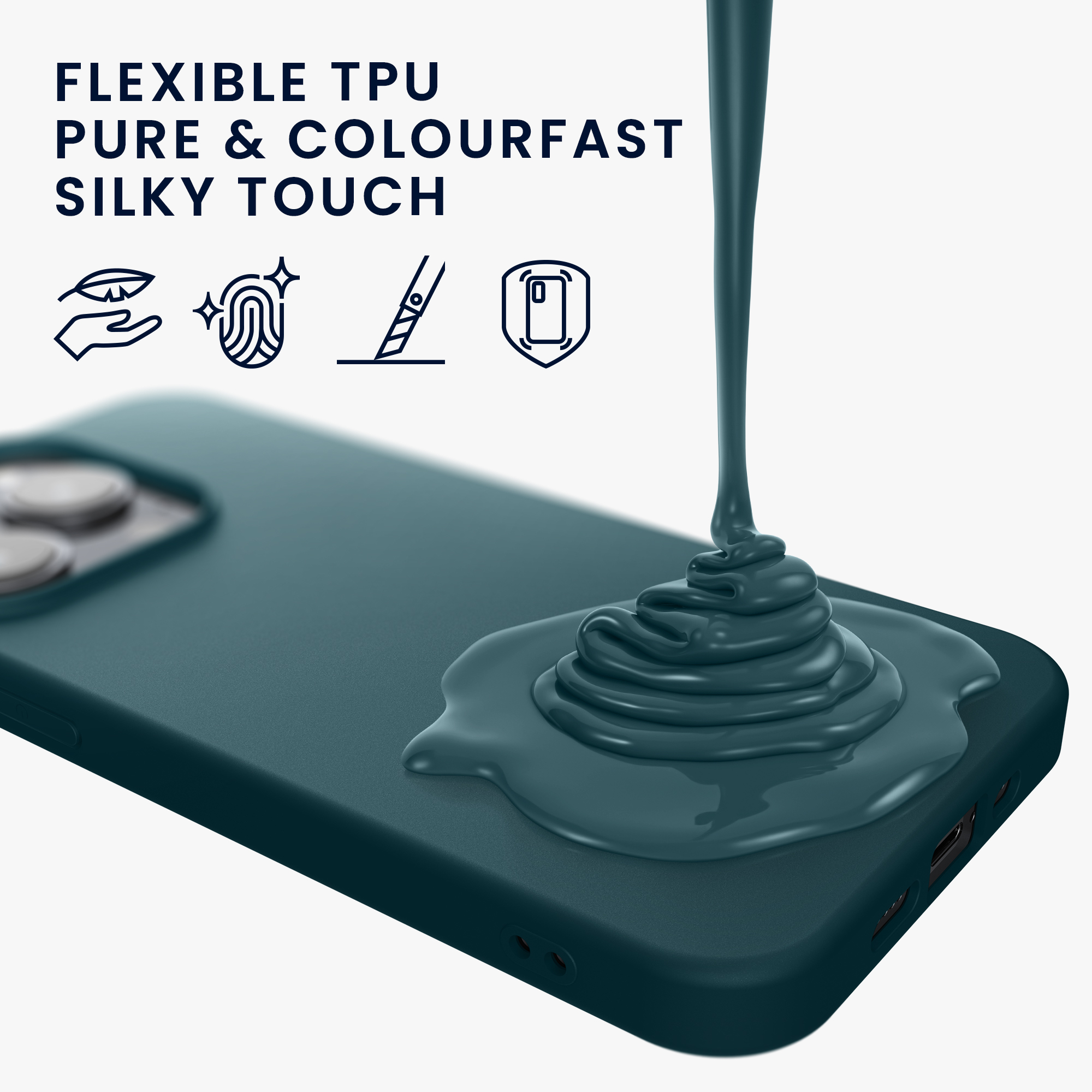 Nabíječka kwmobile slim soft-touch iPhone 14 Pro Max matná petrolejová