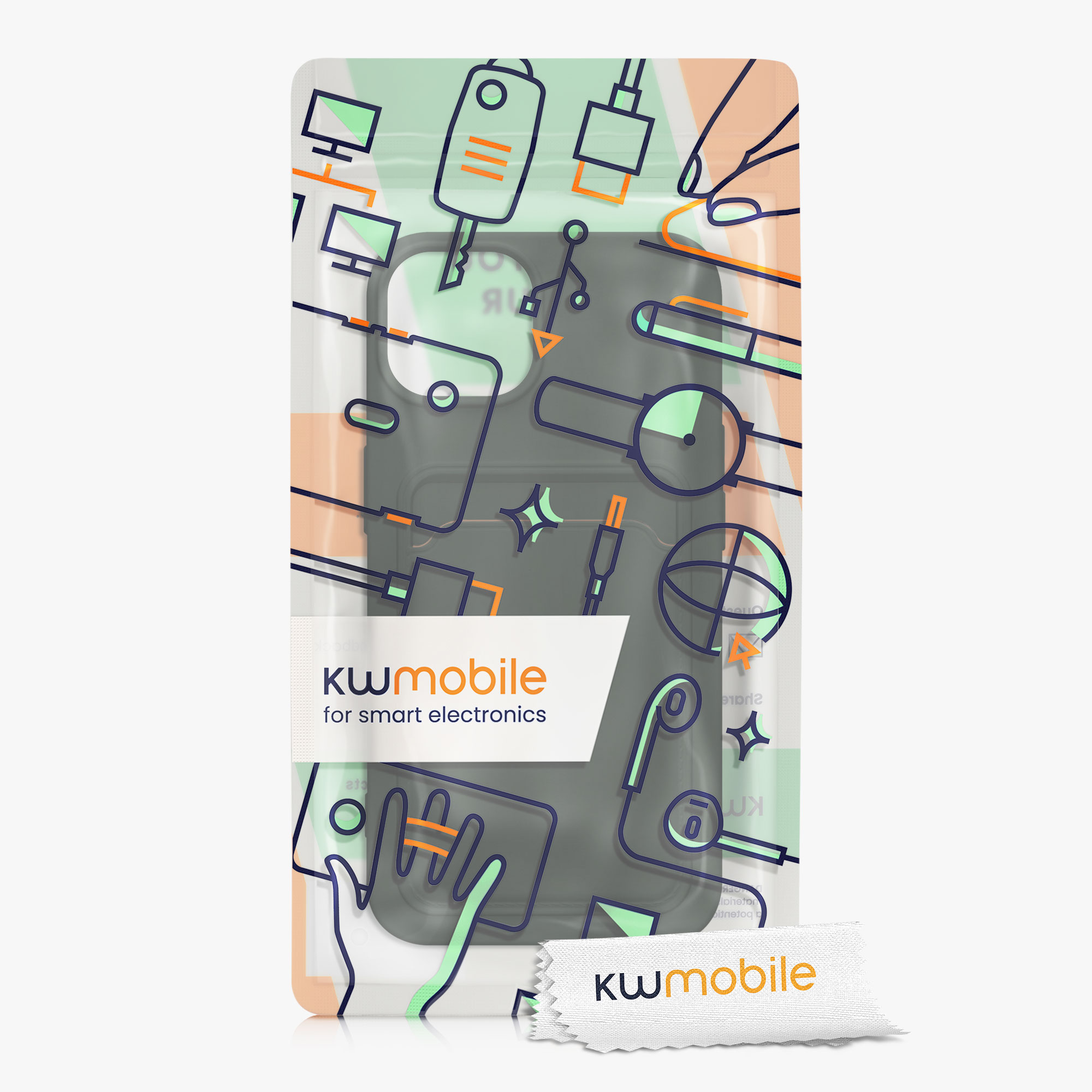 Kryt kwmobile s přihrádkou na kartu iPhone 14 zelená
