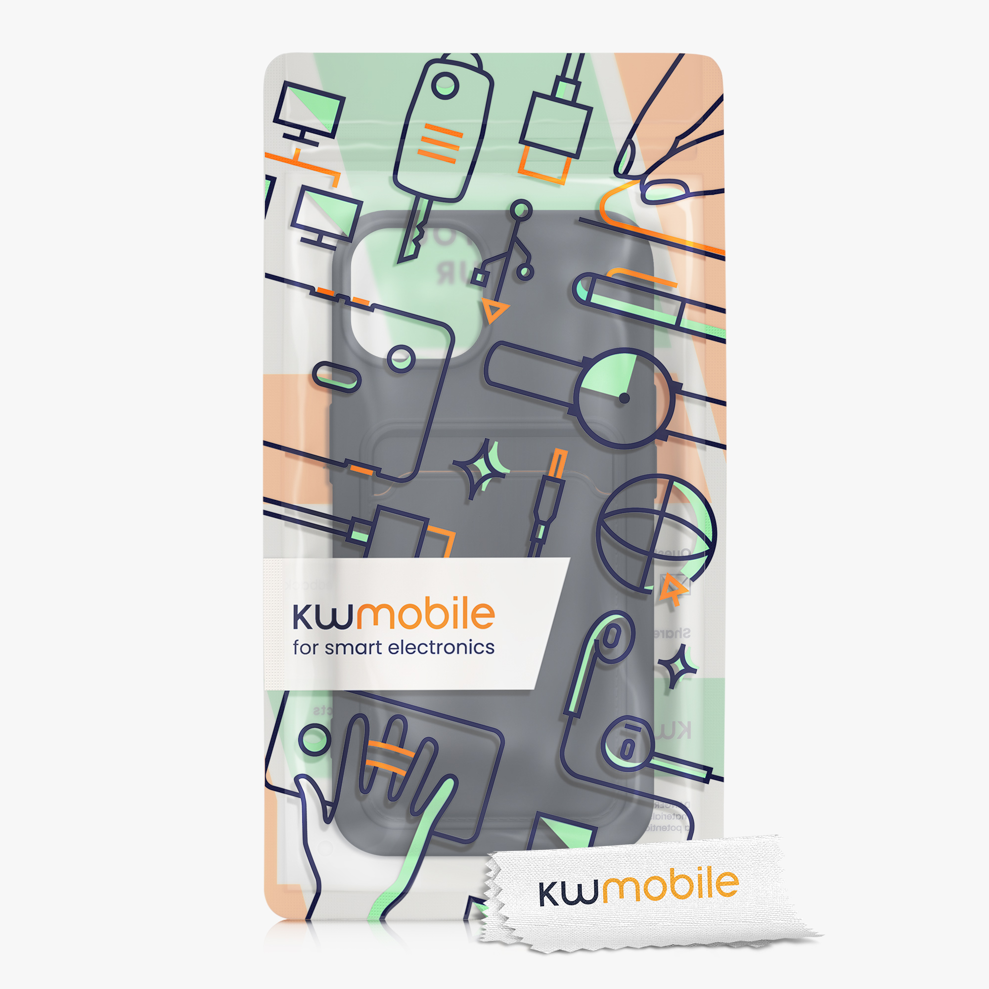 Kryt kwmobile s přihrádkou na kartu iPhone 14 modrá