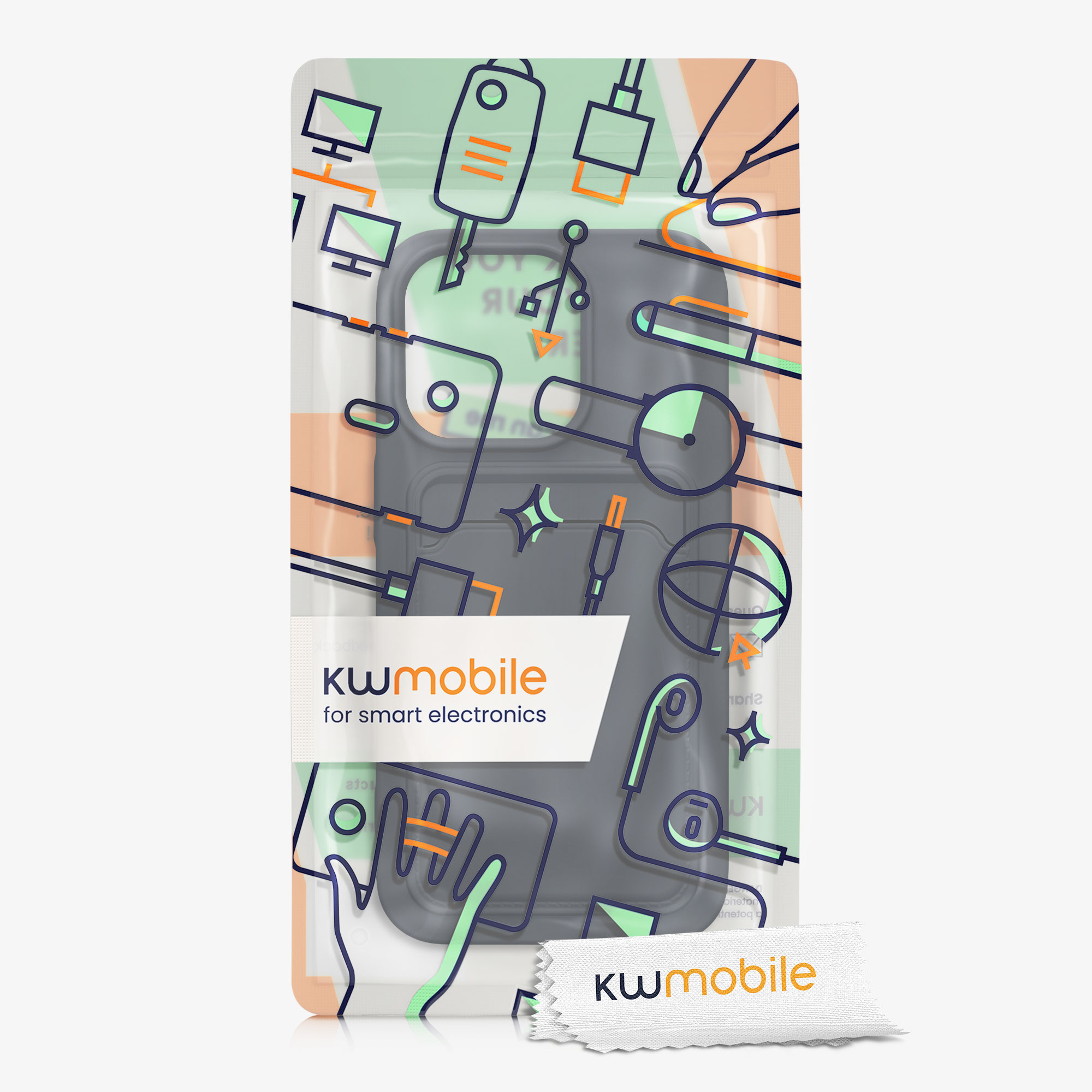Kryt kwmobile s přihrádkou na kartu iPhone 14 Pro modrá