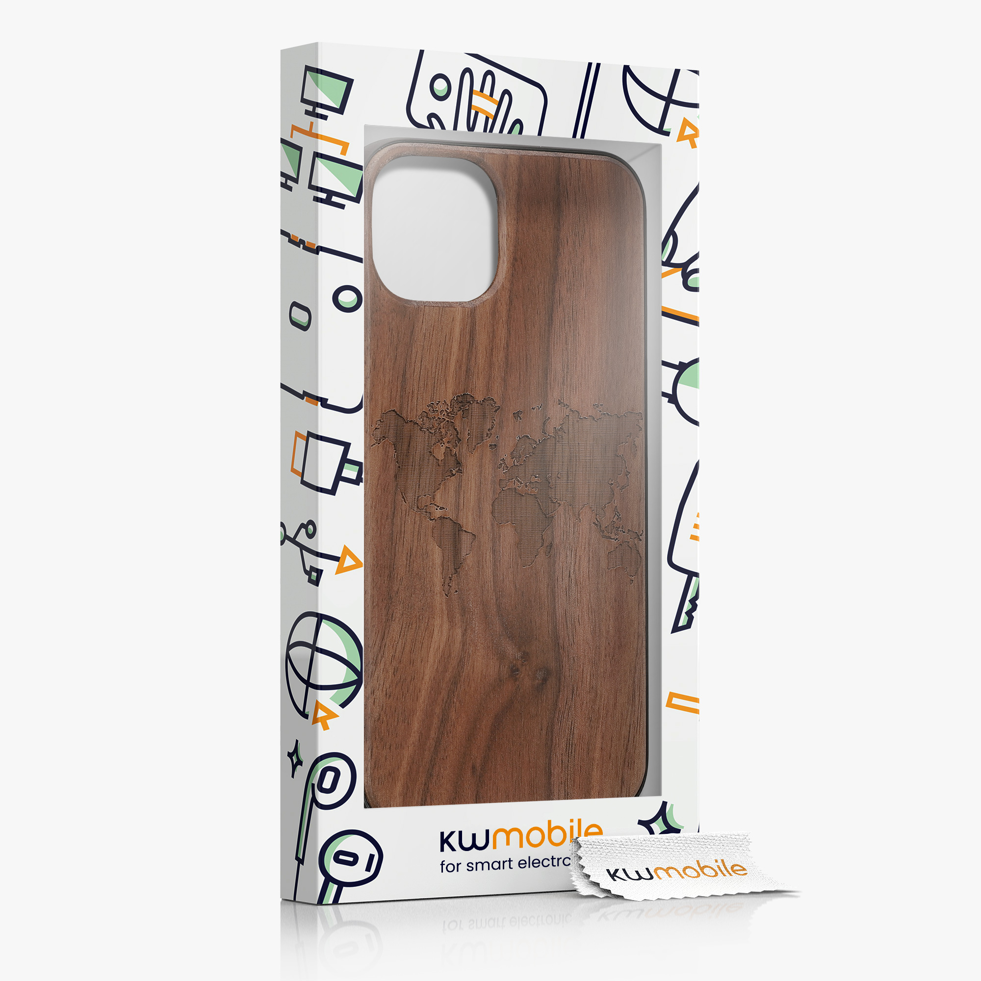 Kryt kwmobile dřevo iPhone 14 tmavě hnědá