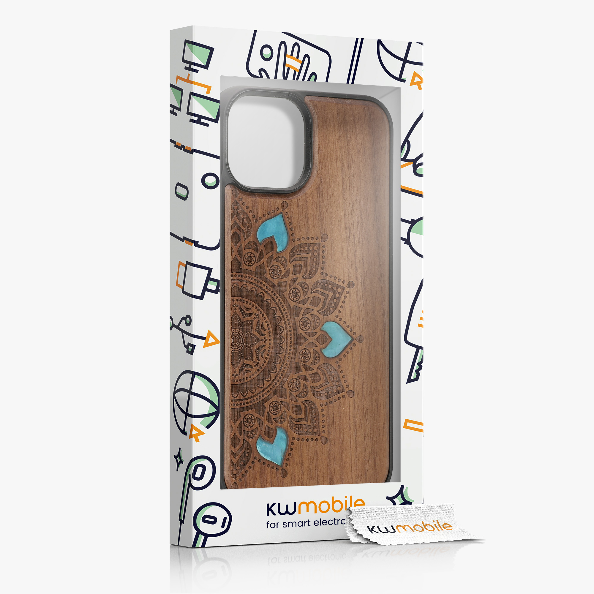 Kryt kwmobile dřevo iPhone 14 tmavě hnědá