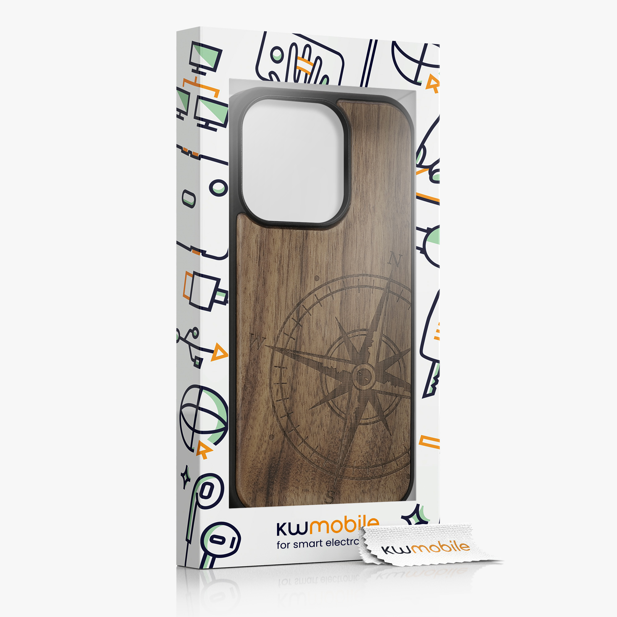 Kryt kwmobile dřevo iPhone 14 Pro tmavě hnědá