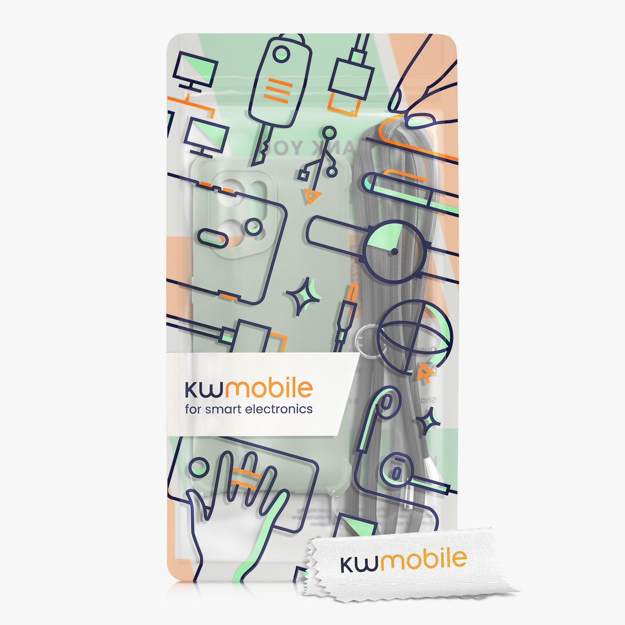 Crossbody kryt na mobil Oppo Find X5 (5G) kwmobile šňůrka šedo-zelená