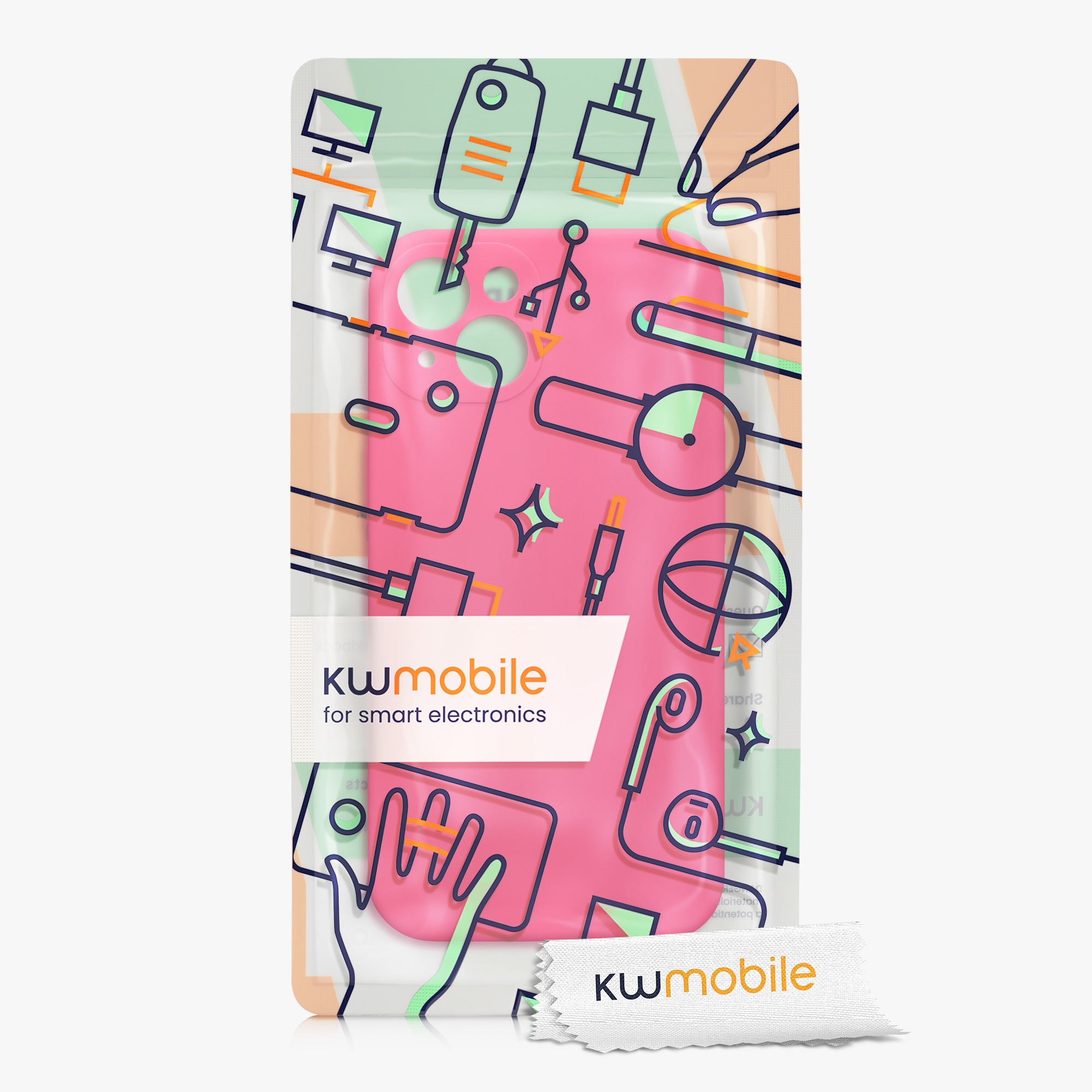 Silikonový kryt kwmobile pro iPhone 13 - neonově růžová
