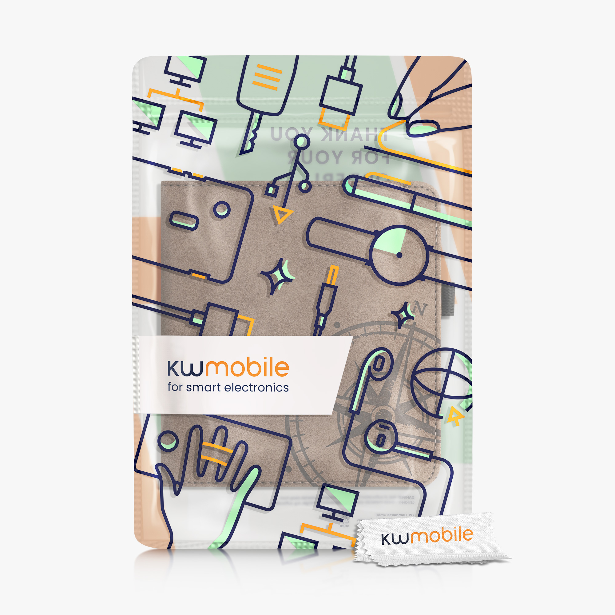 kwmobile pouzdro na čtečku Kobo Libra 2, Navigational Compass hnědá