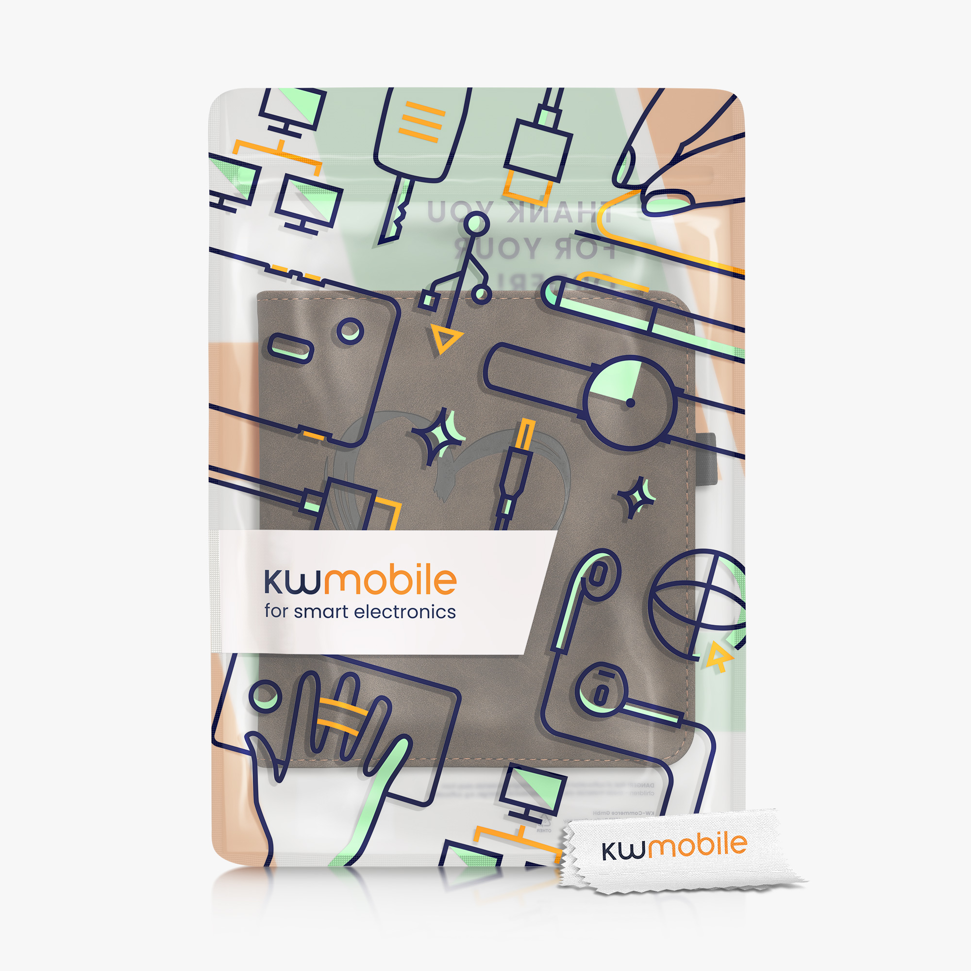 Pouzdro kwmobile pro Tolino Vision 6 - motiv srdce, tmavě hnědá