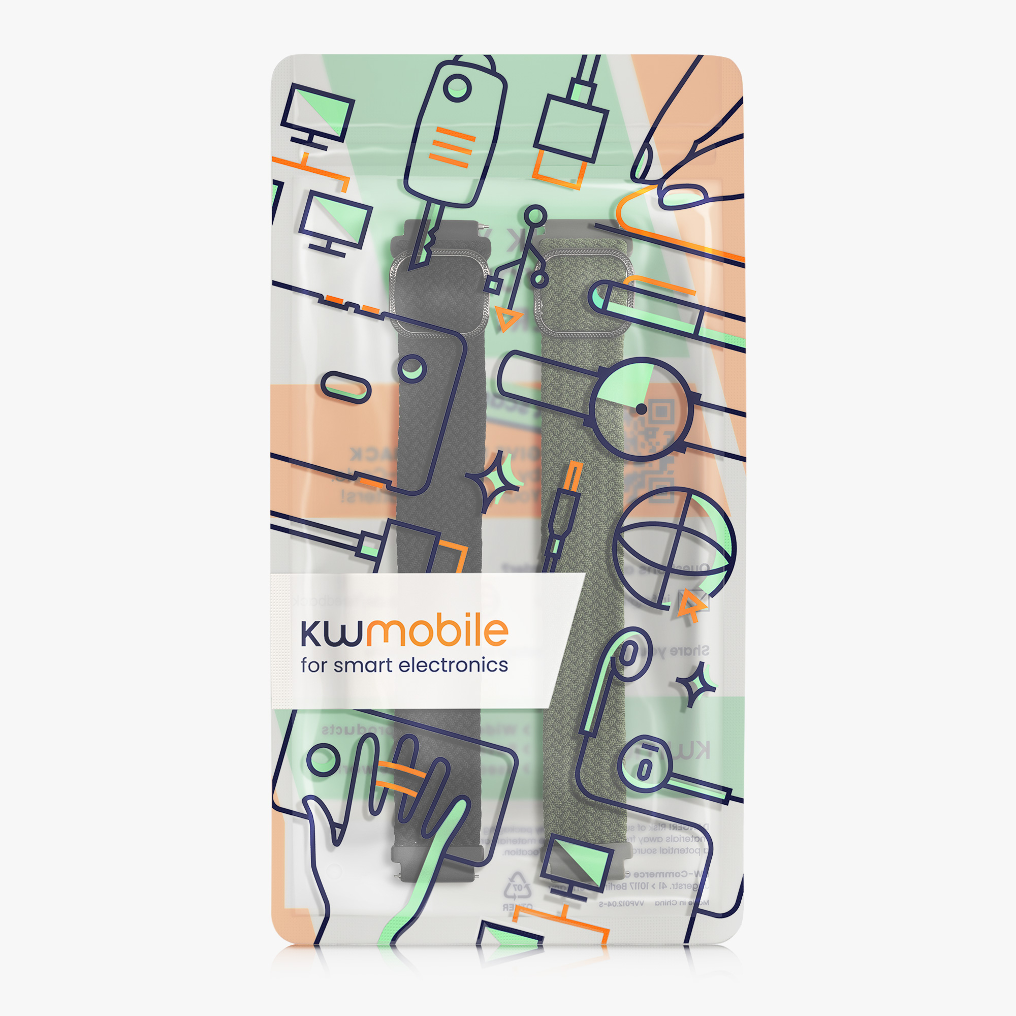 Řemínek na hodinky kwmobile nylonový pro Xiaomi Watch S4/S4 Sport/S3/S2/Watch S1 Active/Redmi Watch 5 Active, 2 ks