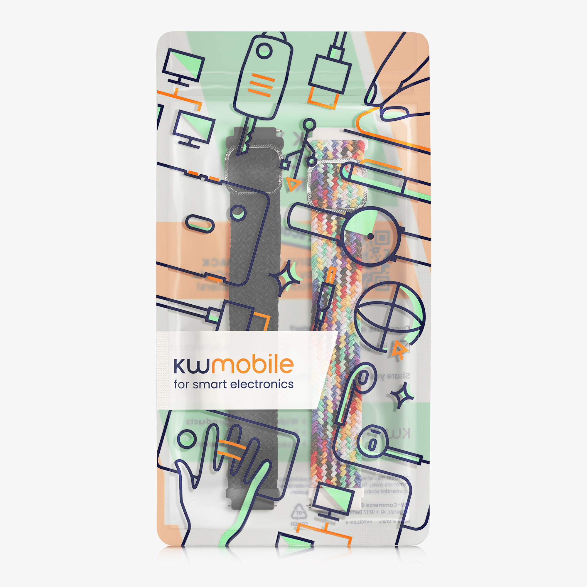 Řemínek na hodinky kwmobile nylonový pro Xiaomi Watch S4/S4 Sport/S3/S2/Watch S1 Active/Redmi Watch 5 Active, 2 ks