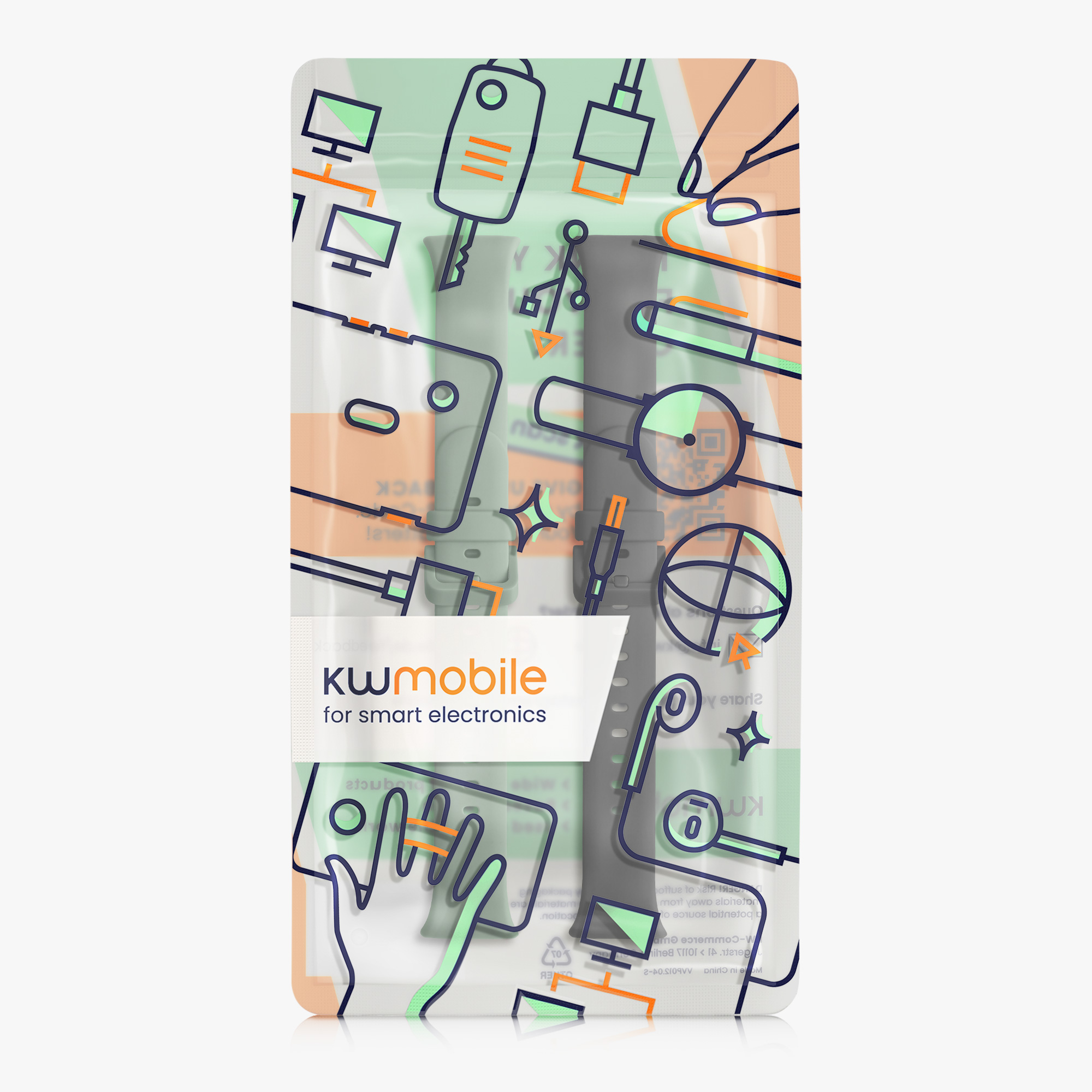 2 ks Řemínek kwmobile Xiaomi Mi, černá / pastelově zelená