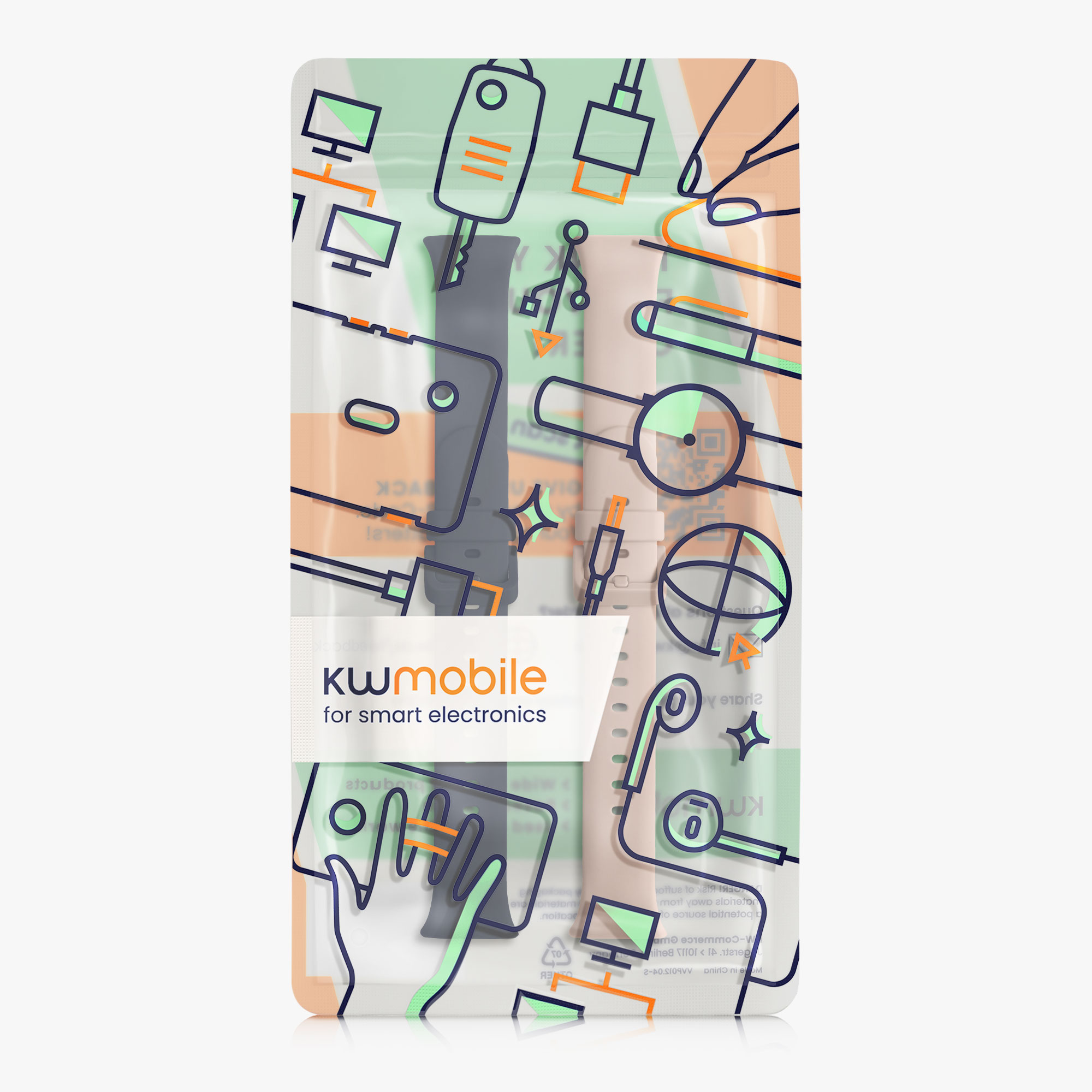 2 ks Řemínek kwmobile Xiaomi Mi, tmavě modrá / pudrově růžová