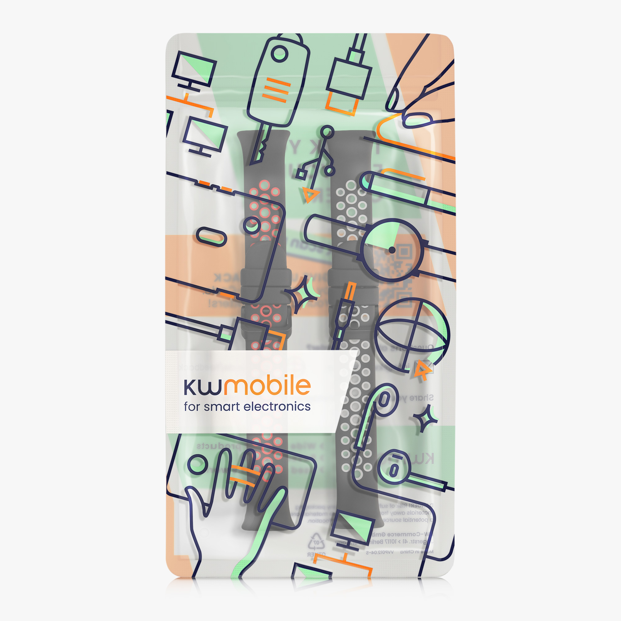 2 ks Řemínek kwmobile Xiaomi Mi, černá / šedá / černá / červená