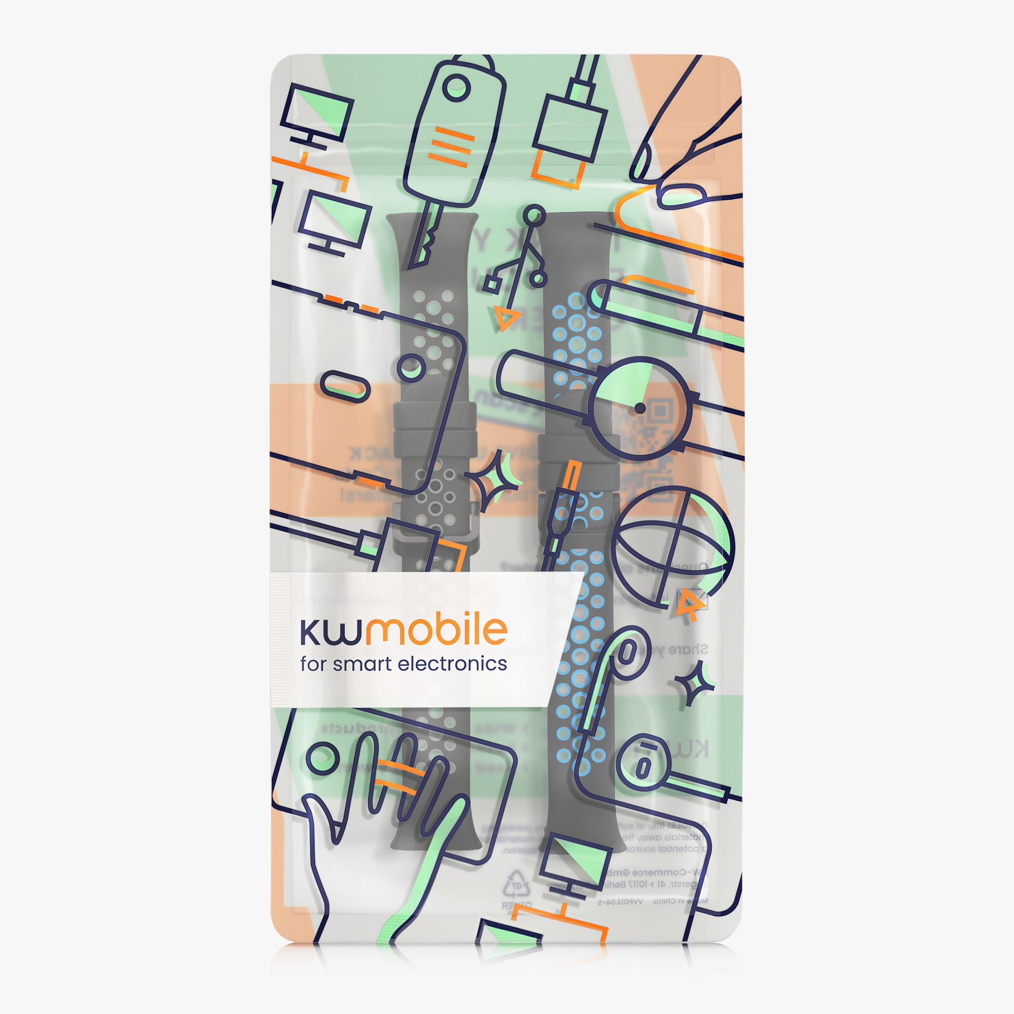 2 ks Řemínek kwmobile Xiaomi Mi, černá / šedá / černá / modrá
