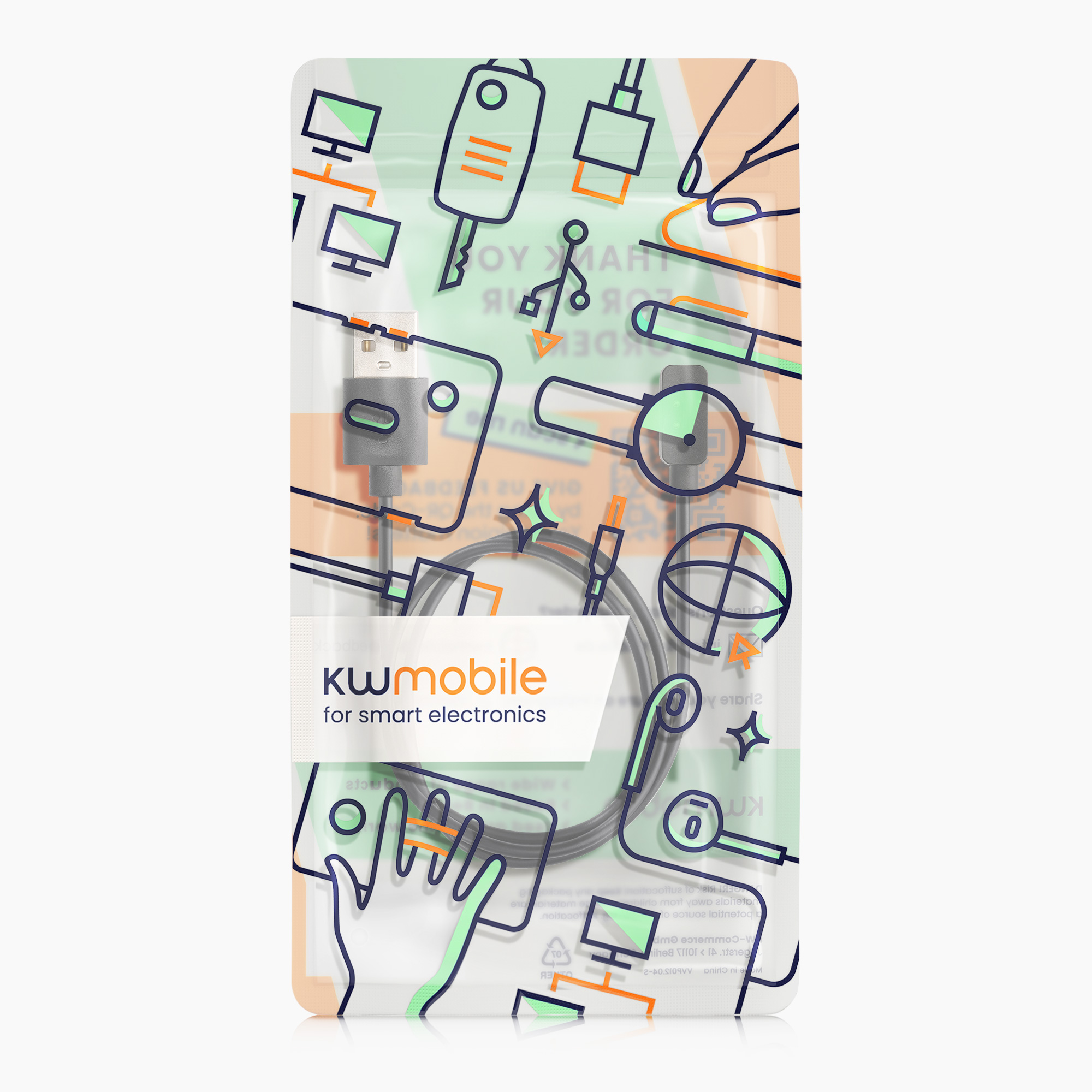 Nabíjecí kabel kwmobile Xiaomi Mi, černá