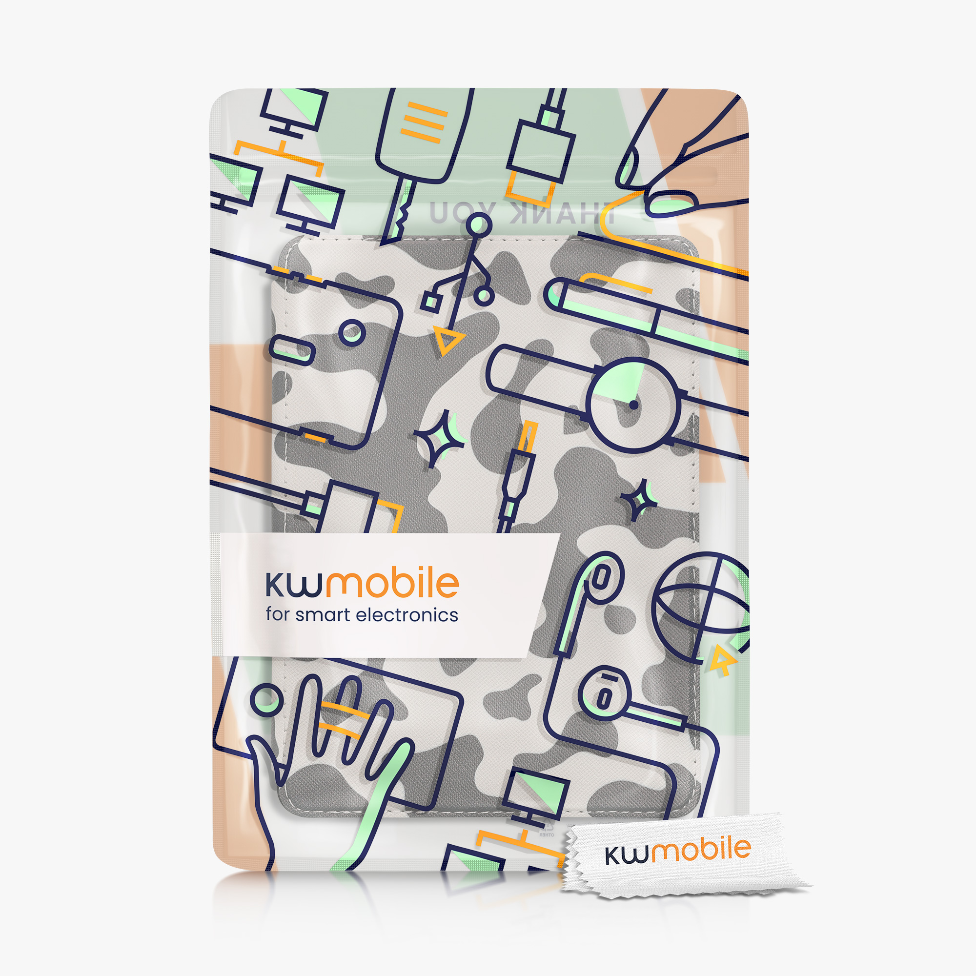 Pouzdro na čtečku kwmobile Amazon Kindle Paperwhite 11 Generation 2021 Case - Cow Print černá / bílá