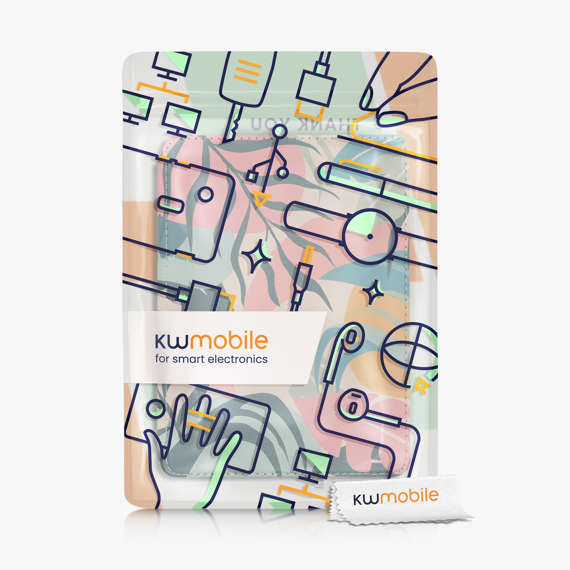 Pouzdro na čtečku kwmobile Amazon Kindle Paperwhite 11 Generation 2021 Case - Tropical Jungle růžová / žlutá / zelená