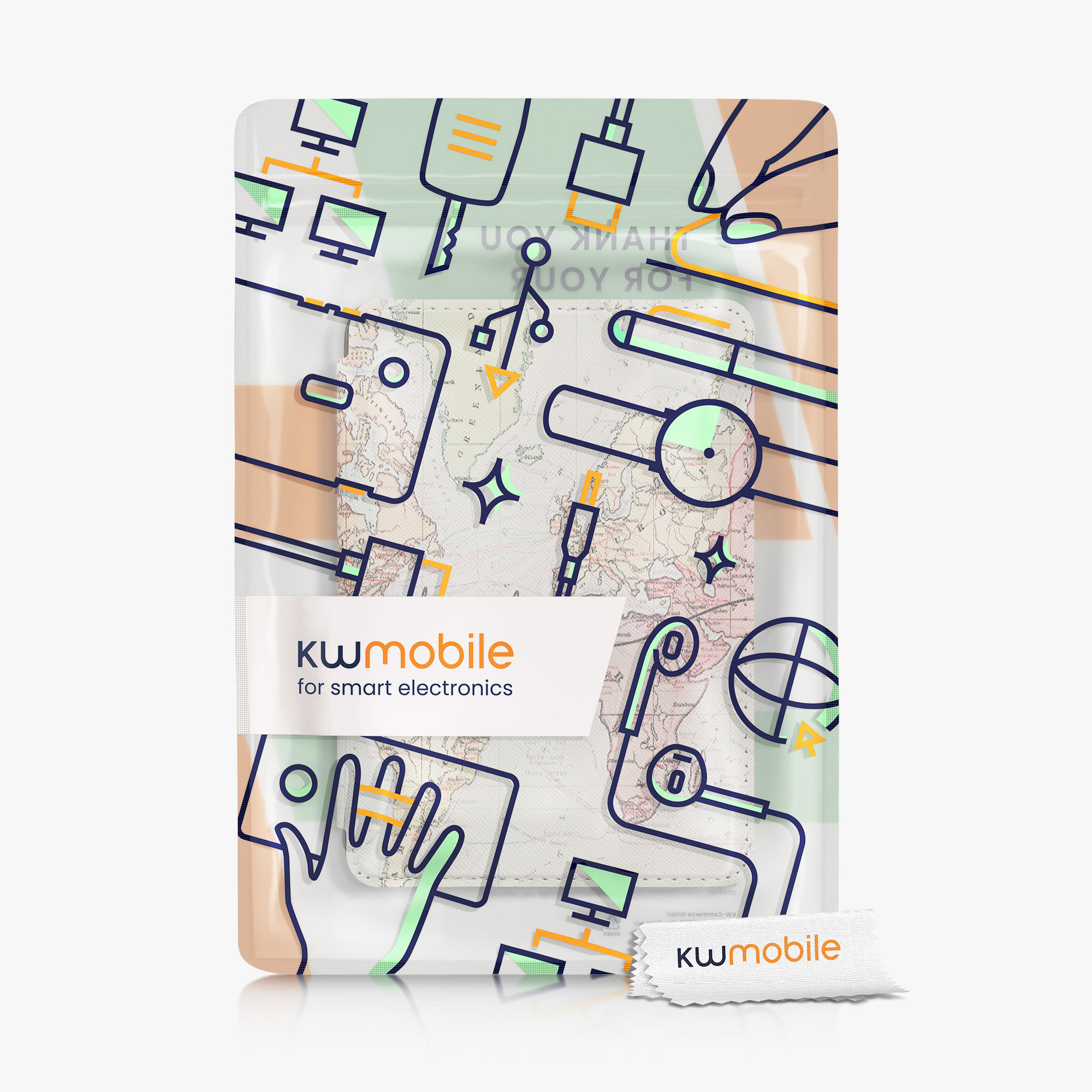 Pouzdro na čtečku kwmobile pro Amazon Kindle (2022/2024) - motiv Travel černá / vícebarevná