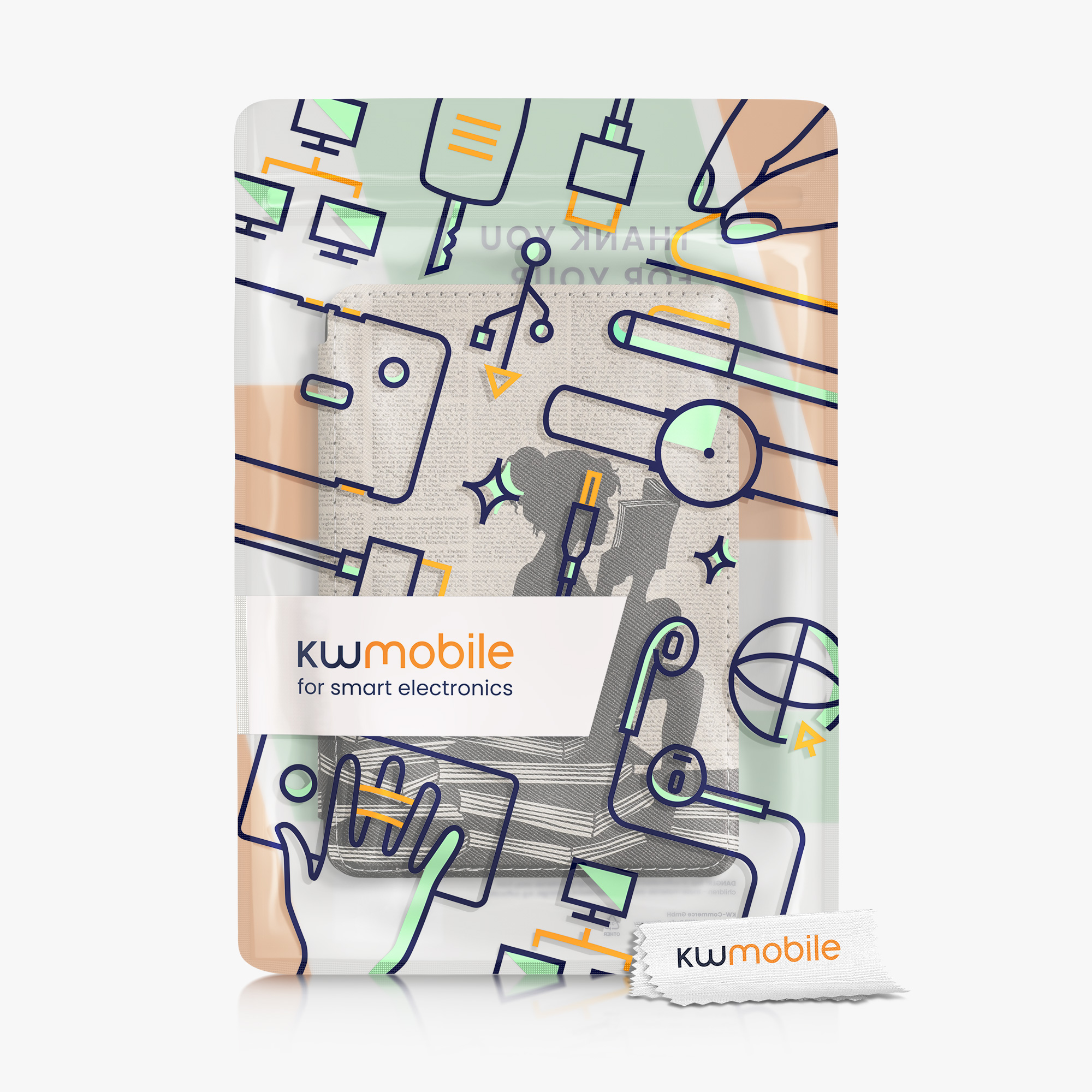 Pouzdro na čtečku kwmobile pro Amazon Kindle (2022/2024) - motiv dívka a knihy černá / béžová