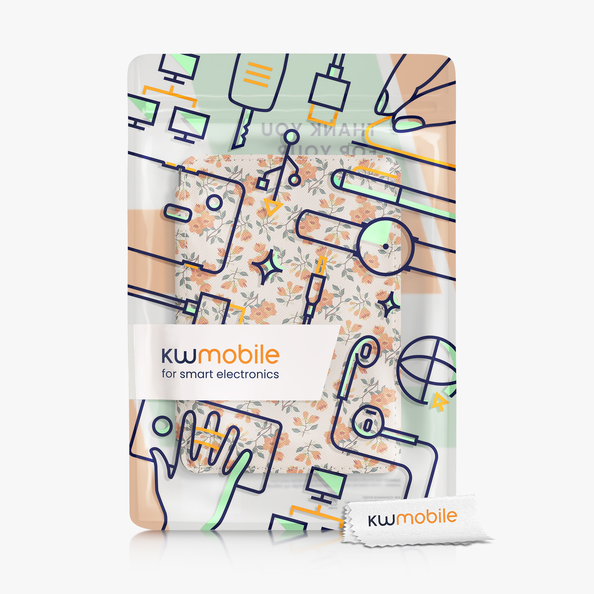Pouzdro na čtečku kwmobile pro Amazon Kindle (2022/2024) - motiv žluté květy žlutá / zelená / béžová