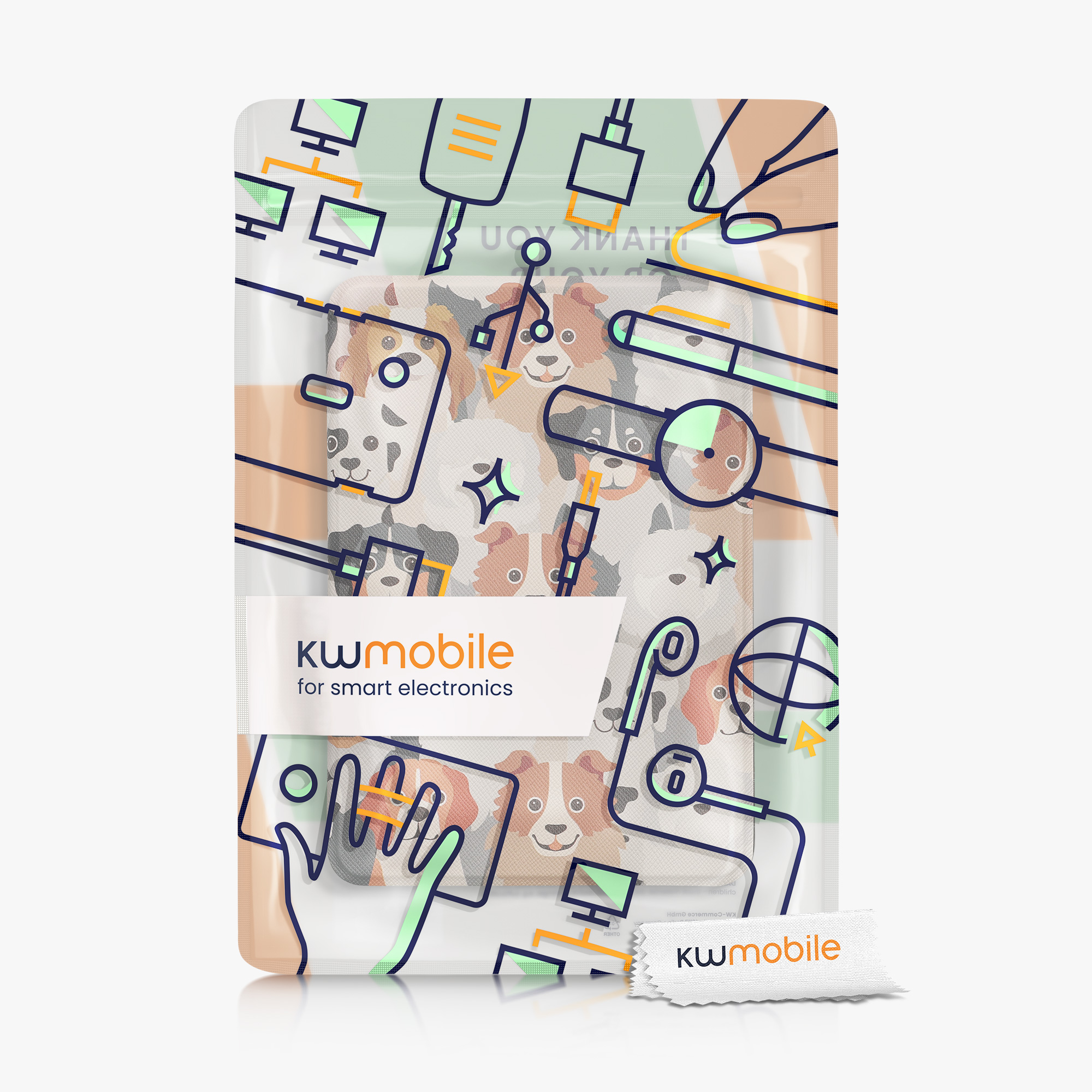 Pouzdro na čtečku kwmobile pro Amazon Kindle (2022/2024) - motiv psi bílá / světle hnědá / šedá