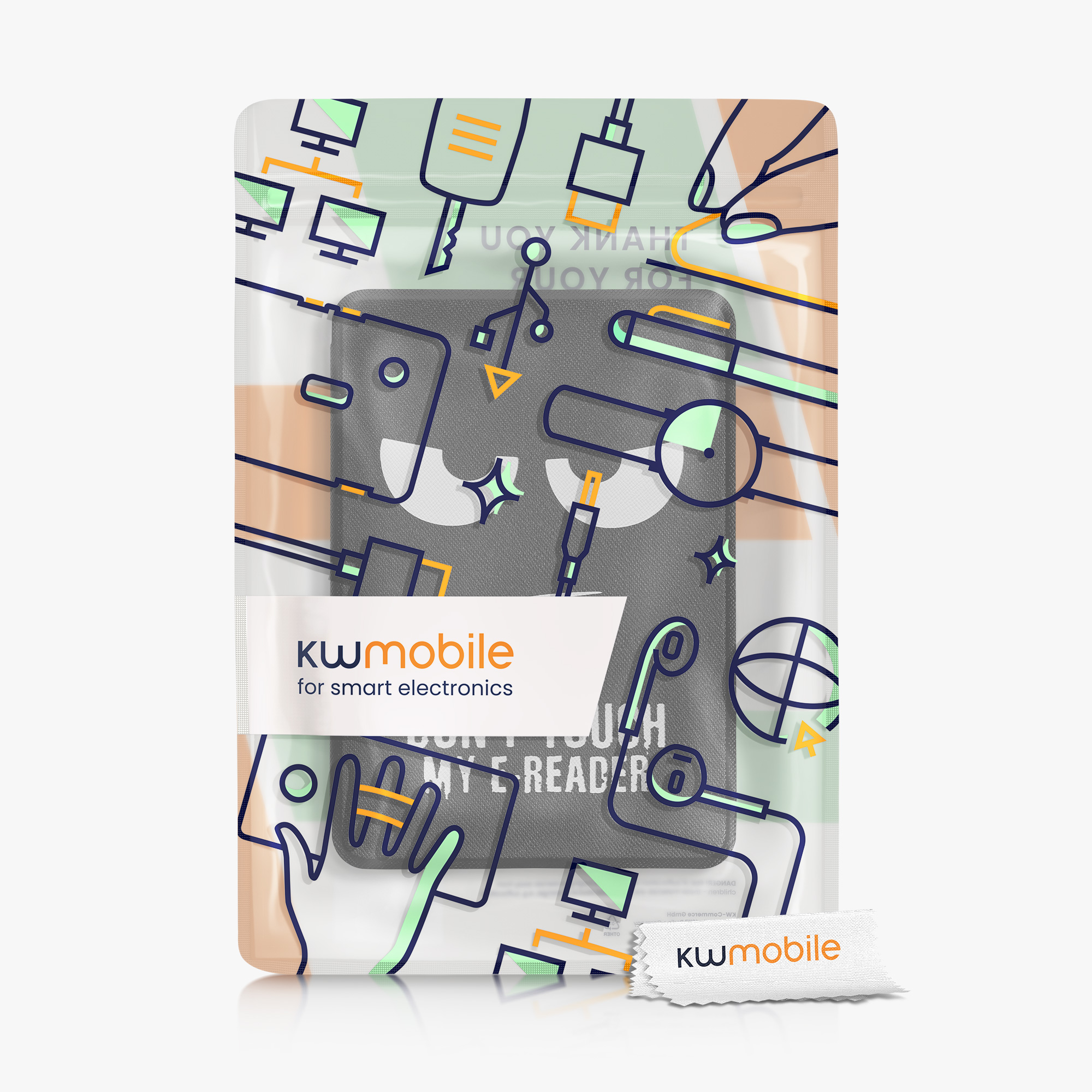 Pouzdro na čtečku kwmobile pro Amazon Kindle (2022/2024) - motiv Don't Touch My E-Reader bílá / černá