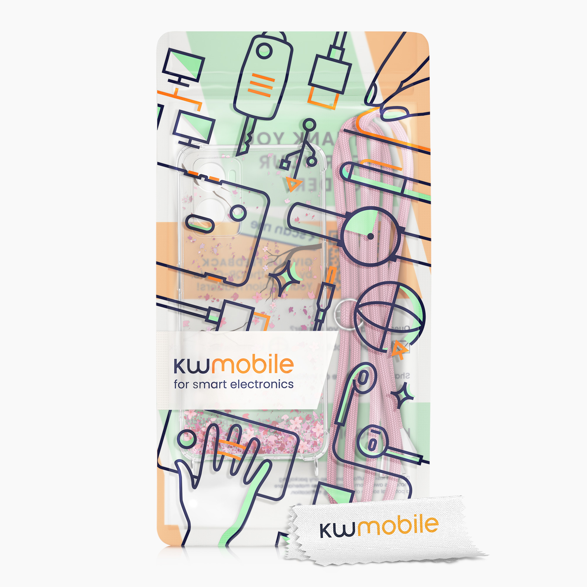 Kryt na mobil Oppo A76 / A96 kwmobile crossbody s šňůrkou cherry blossoms -