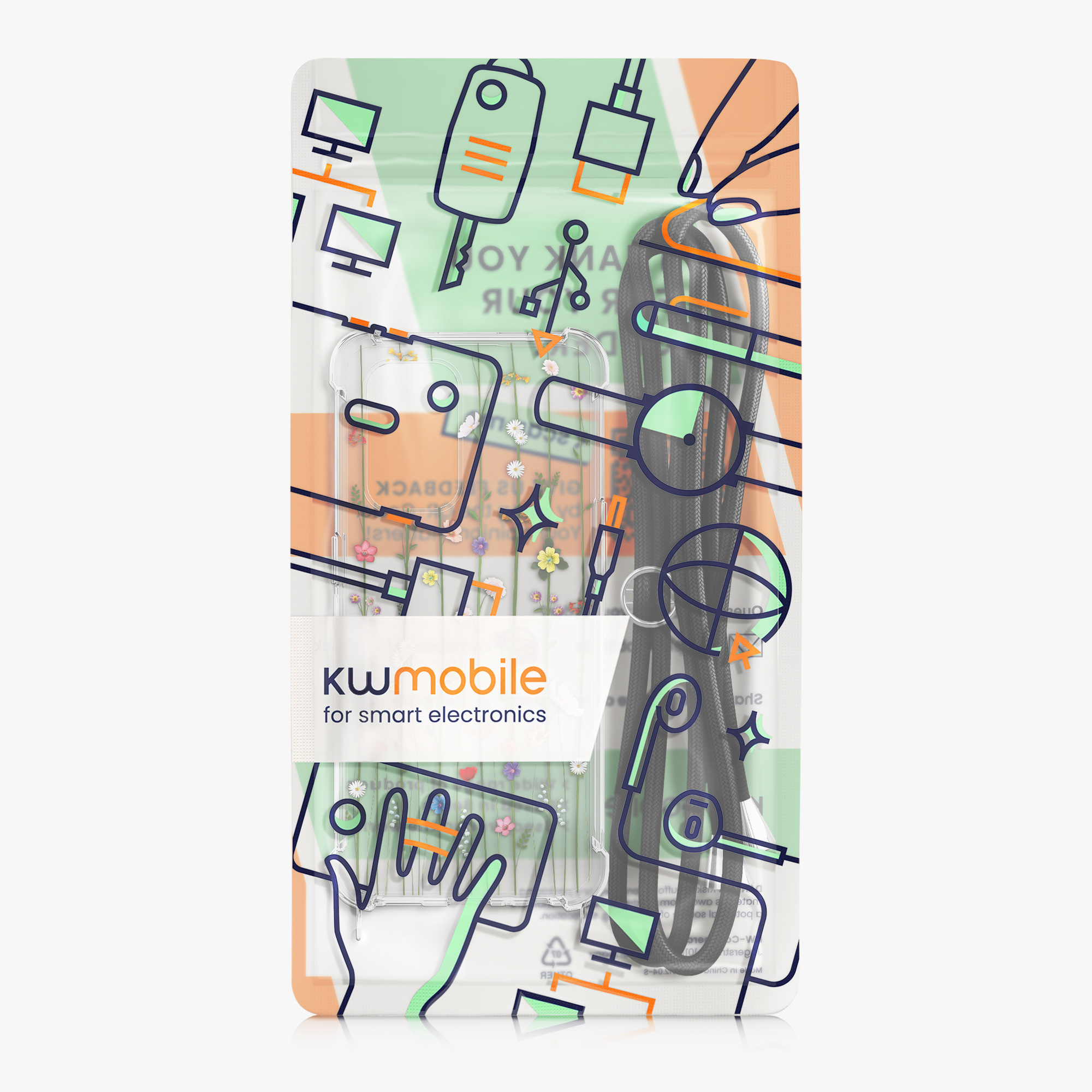 Kryt na mobil Oppo A94 (5G) kwmobile crossbody s šňůrkou wildflower vines -
