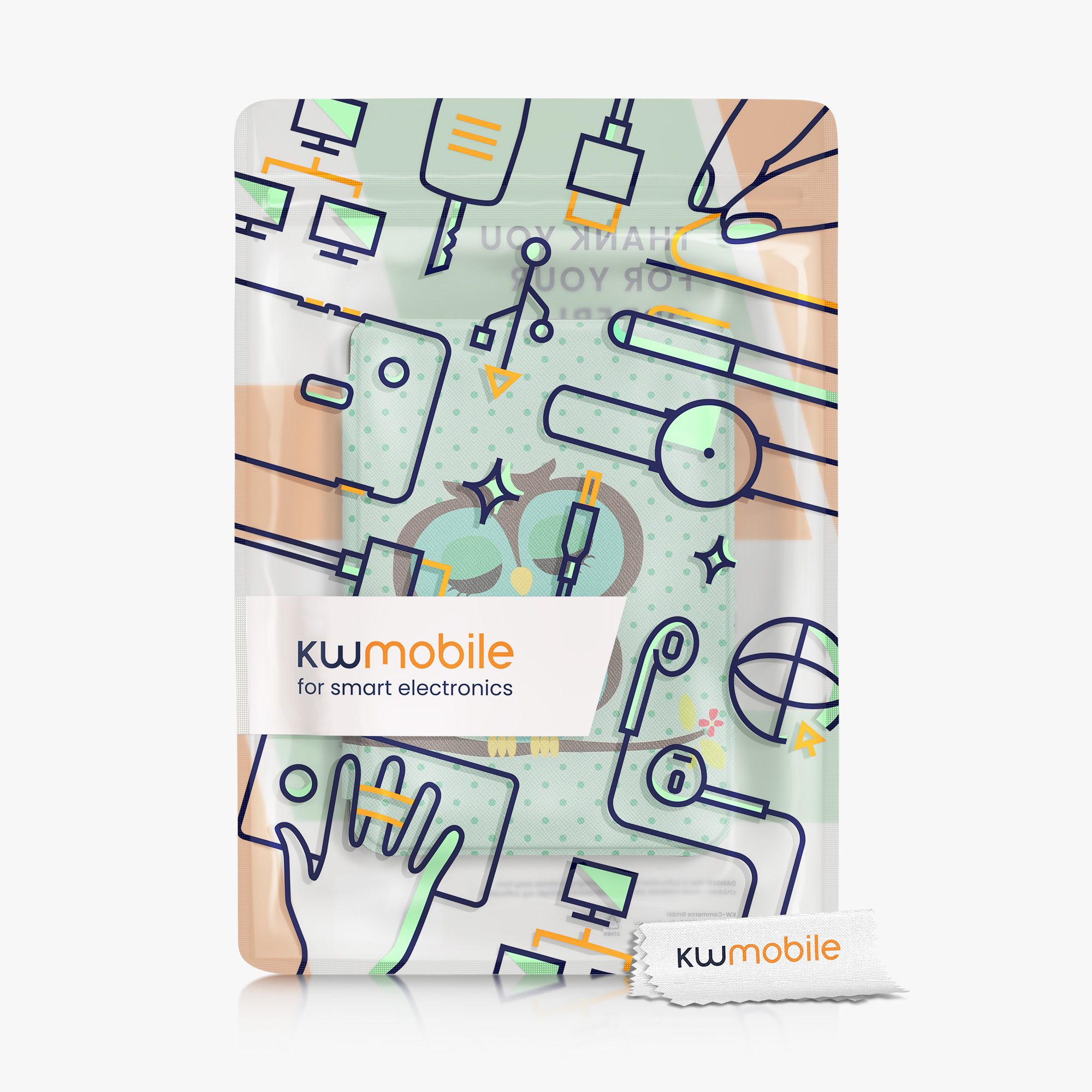Flip pouzdro na čtečku s magnetem Kobo Clara 2E/Tolino Shine 4 Sleeping Owl tyrkysovo-hnědo-mint
