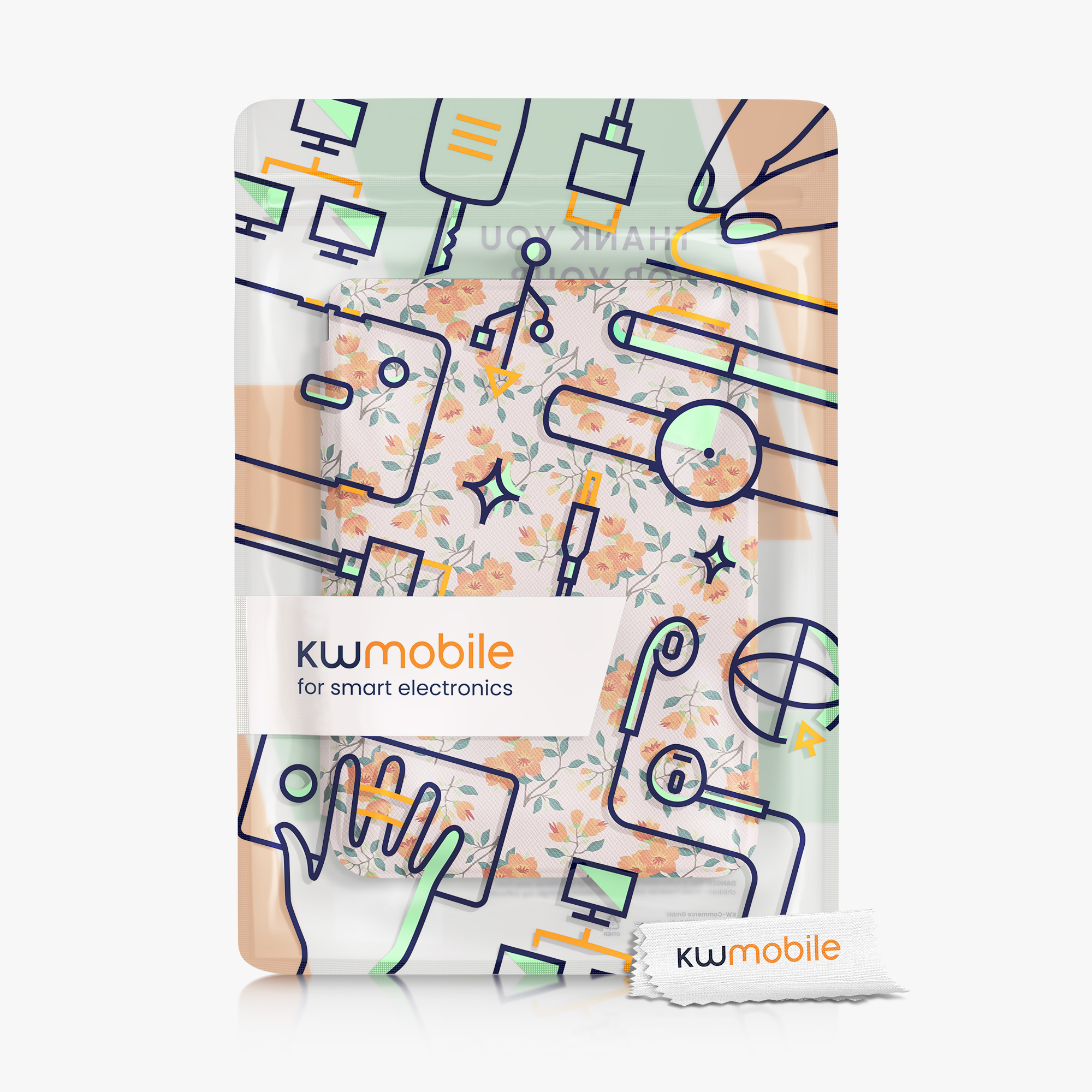 Flip pouzdro na čtečku s magnetem Kobo Clara 2E/Tolino Shine 4 Yellow Flowers žluto-zeleno-béžové