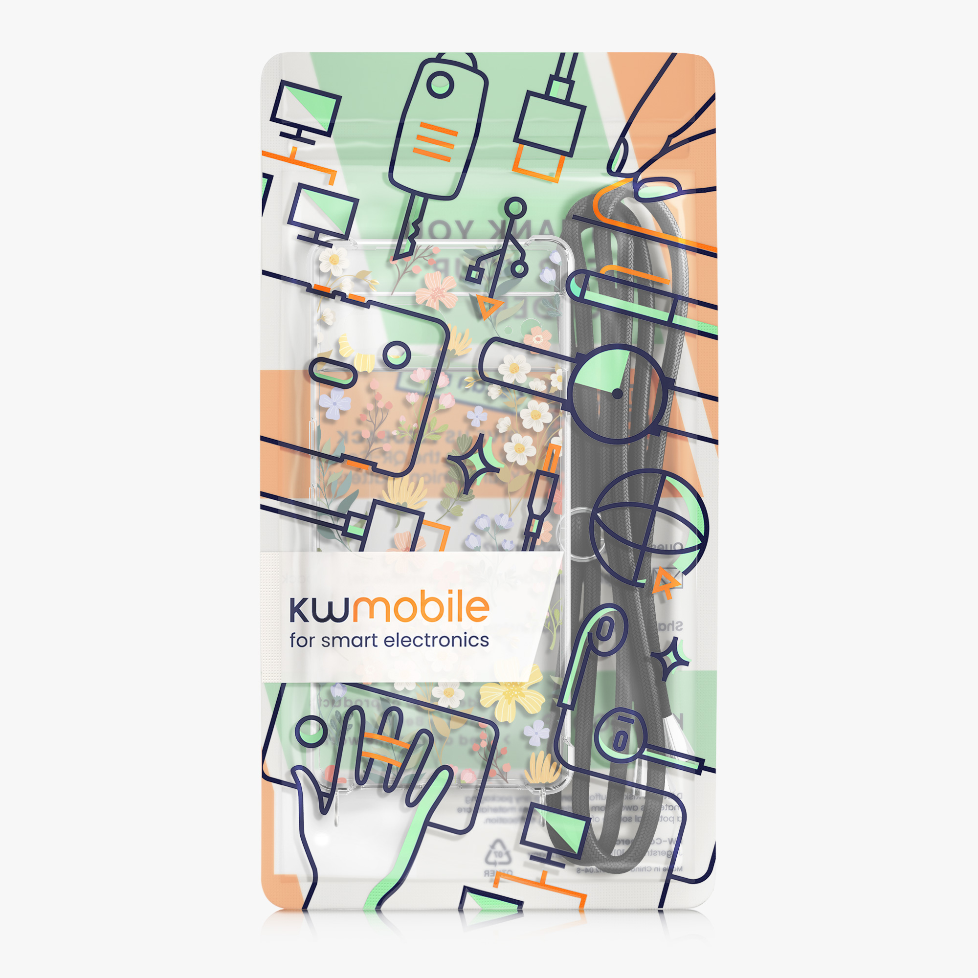 Crossbody kryt kwmobile pro Google Pixel 7 - charming flowers yellow / green / transparent