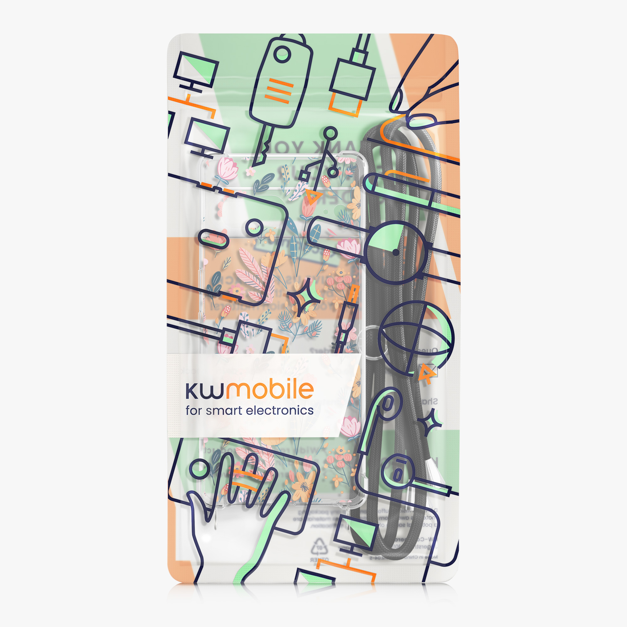 Crossbody kryt kwmobile pro Google Pixel 7 - floral delight pink / yellow / transparent