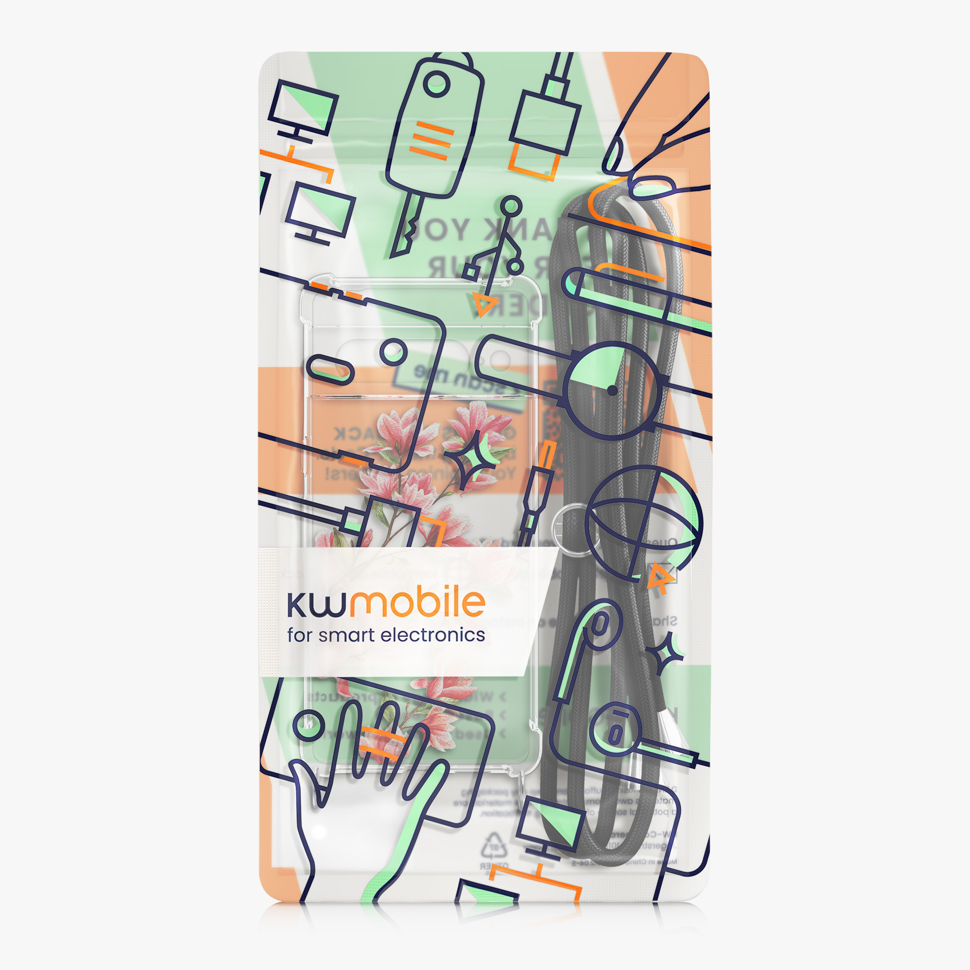 Crossbody kryt kwmobile Google Pixel 7 Pro - Magnolias Pink / White / Transparent