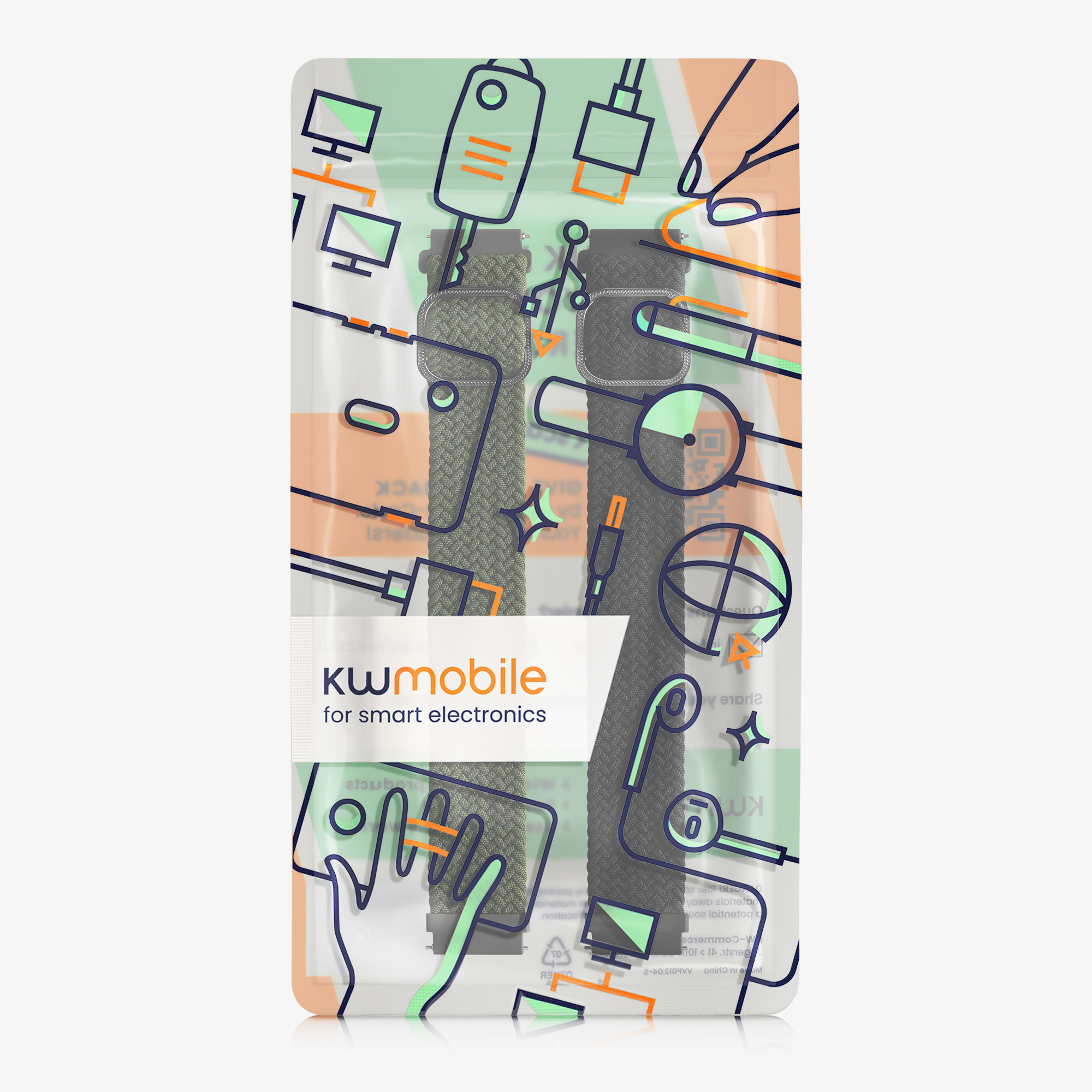 Řemínek k hodinkám Polar Pacer / Pacer Pro / Ignite kwmobile - Black / Green