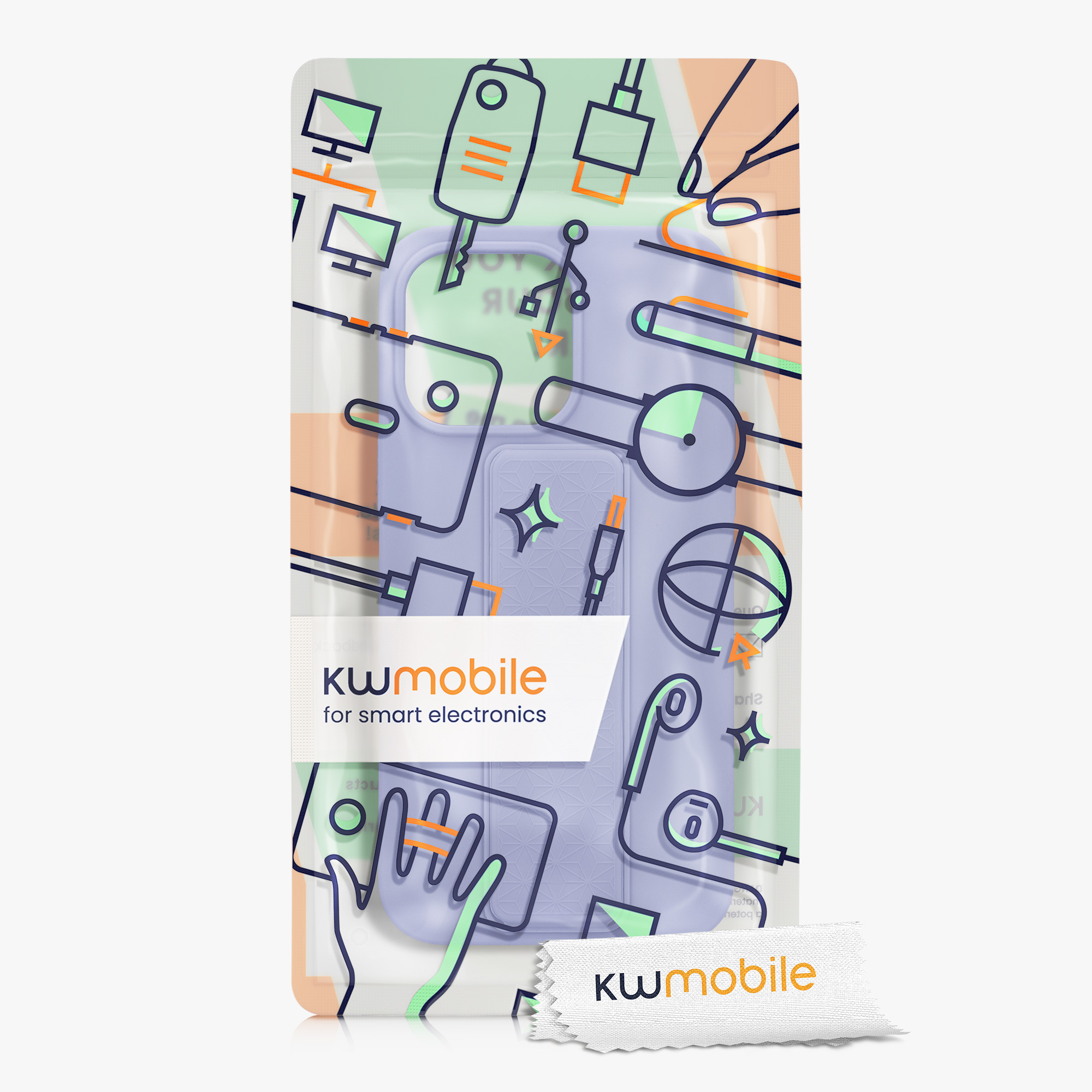 Kryt kwmobile s poutkem se stojánkem iPhone 14 Pro Max levandulová