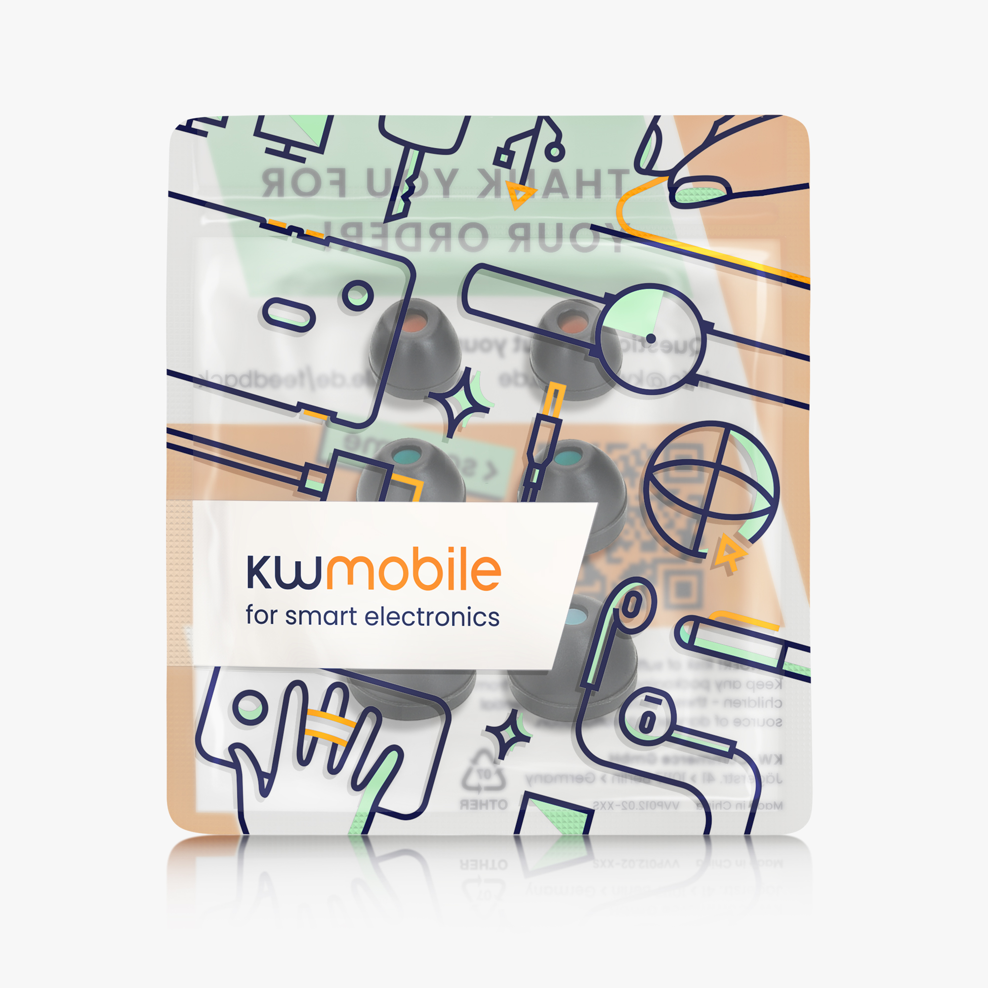 Náhradní špunty kwmobile pro Sony WF-C500, černá, 6 ks