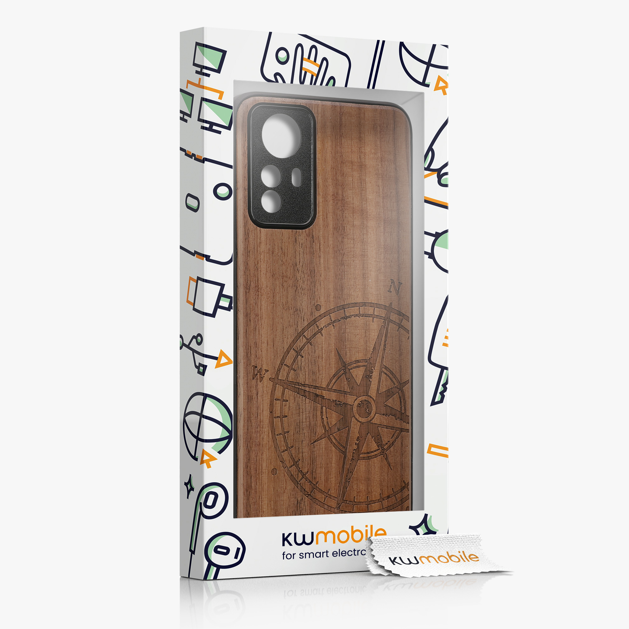 Dřevěný kryt Xiaomi Redmi Note 12S TPU nárazník tmavě hnědá kwmobile