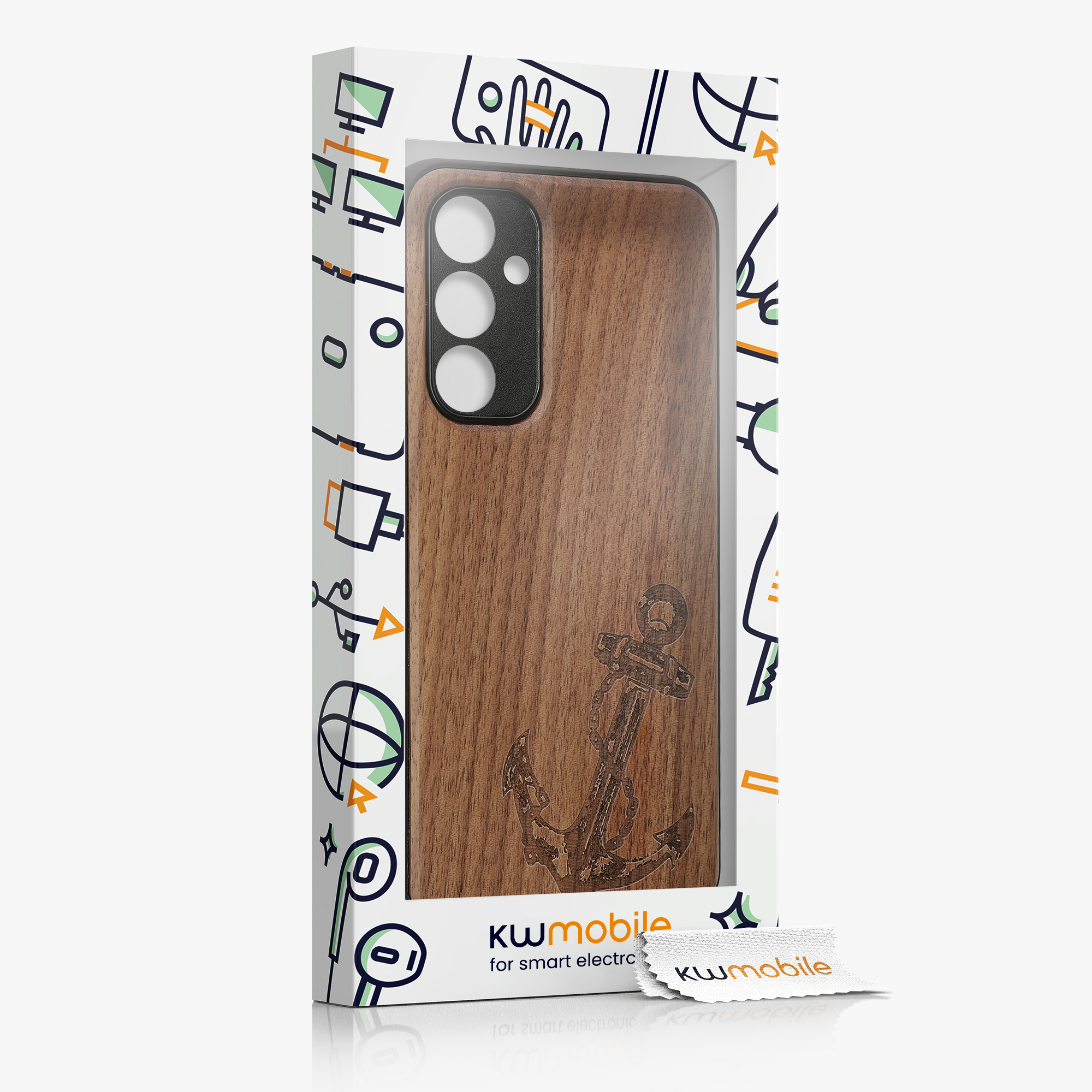 Dřevěný kryt na mobil Samsung Galaxy A54 5G kwmobile TPU rámeček Tmavě hnědá