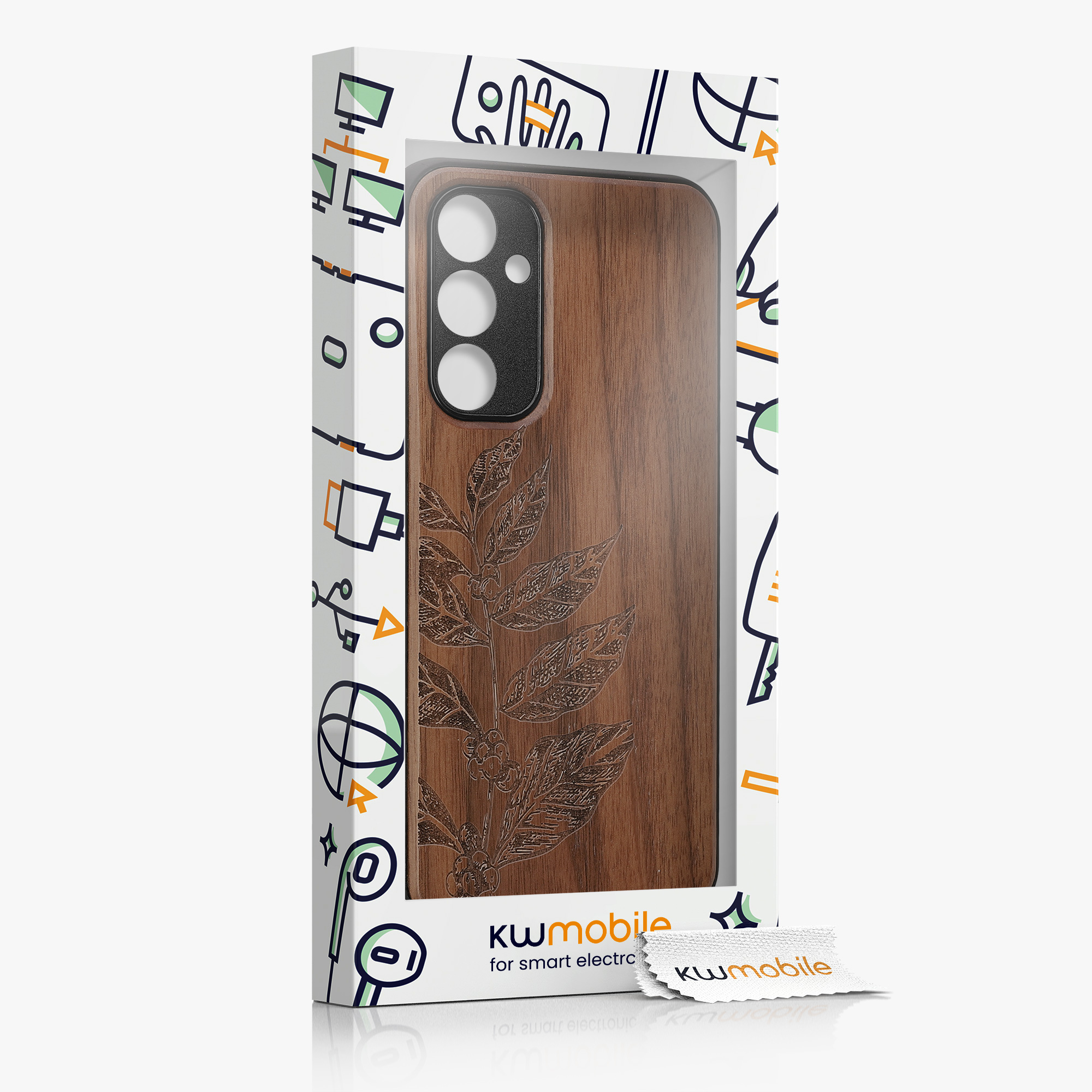 Dřevěný kryt na mobil Samsung Galaxy A54 5G kwmobile TPU rámeček Tmavě hnědá