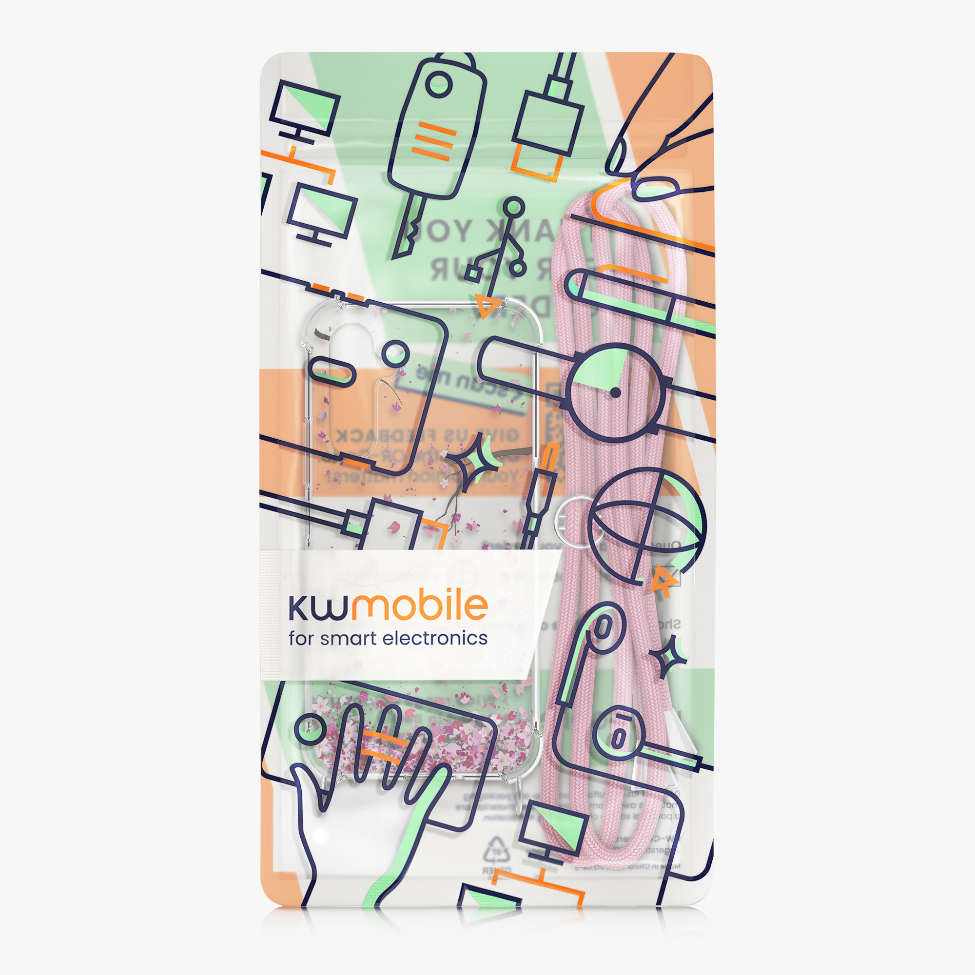 Crossbody kryt na mobil Samsung Galaxy A54 5G kwmobile se šňůrkou Cherry Blossoms